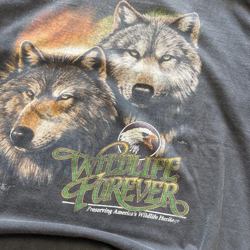 Size XL - Vintage 1995 Wildlife forever wolf eagle tee