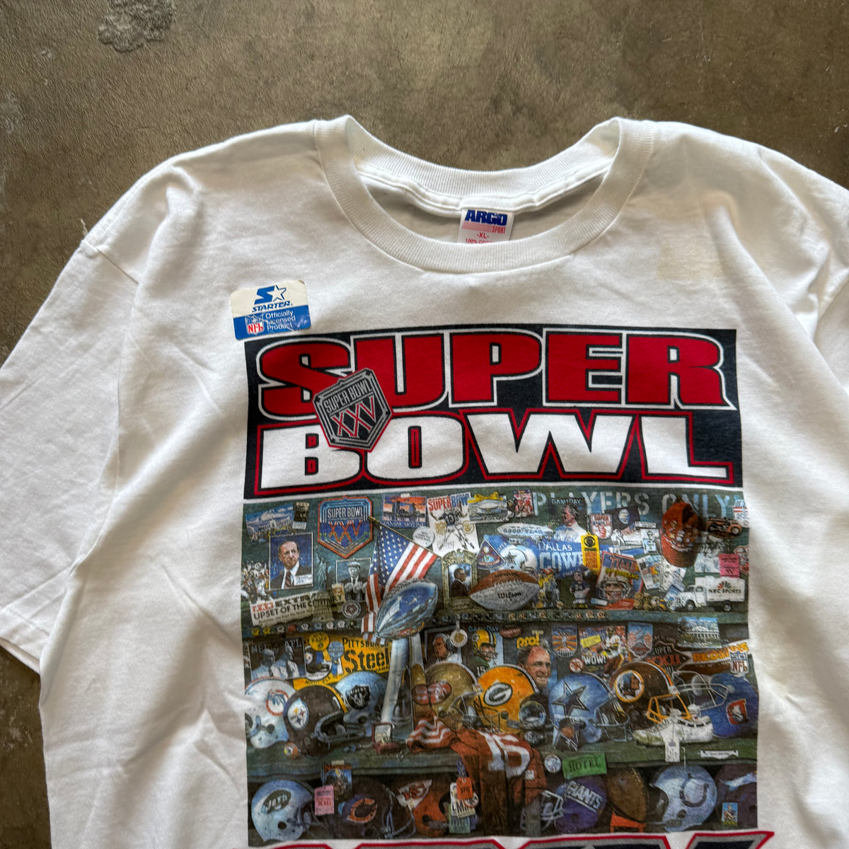 Size XL - Vintage 1990 Super Bowl XXV Tampa vs Florida tee NEW!!