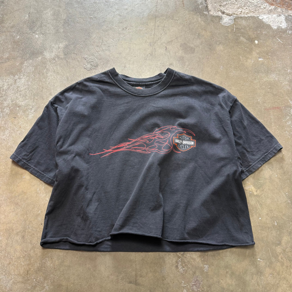 Size small - Vintage Harley Davidson Flame Cropped Boxy tee