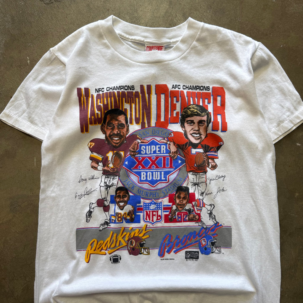 Size medium - Vintage 1987 Super Bowl XXII redskins vs Broncos tee