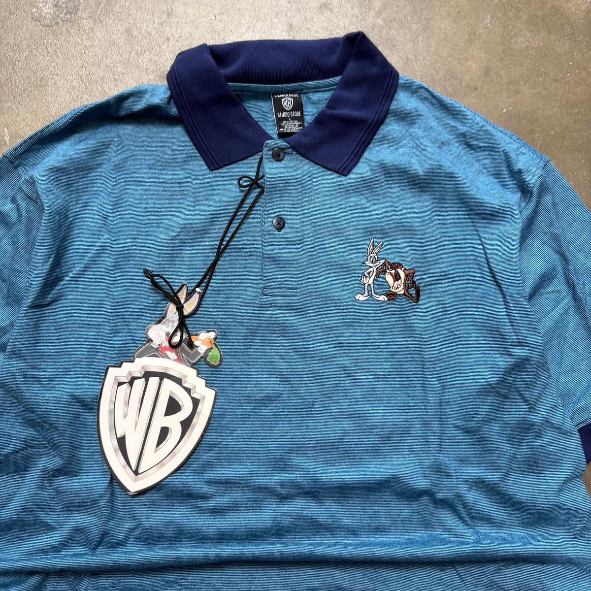 Size large - Vintage Looney Tunes Warner Bros Bugs Bunny Taz Polo tee BRAND NEW!