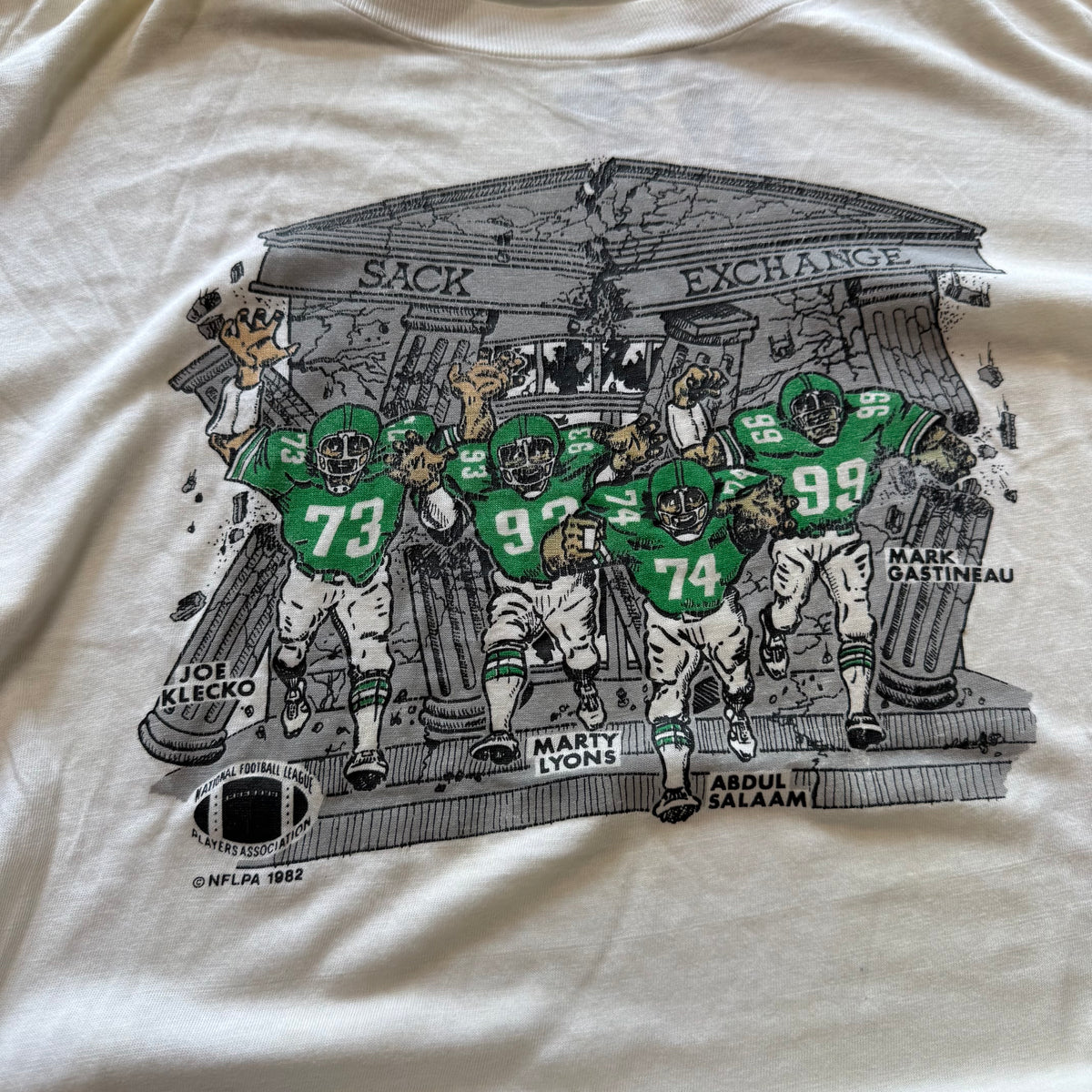 Size Large - Vintage 1982 Philadelphia Eagles ‘ Sack Exchange ‘ Joe Klecko, Marty Lyons, Abdul Salaam, Mark Gastineau Tee