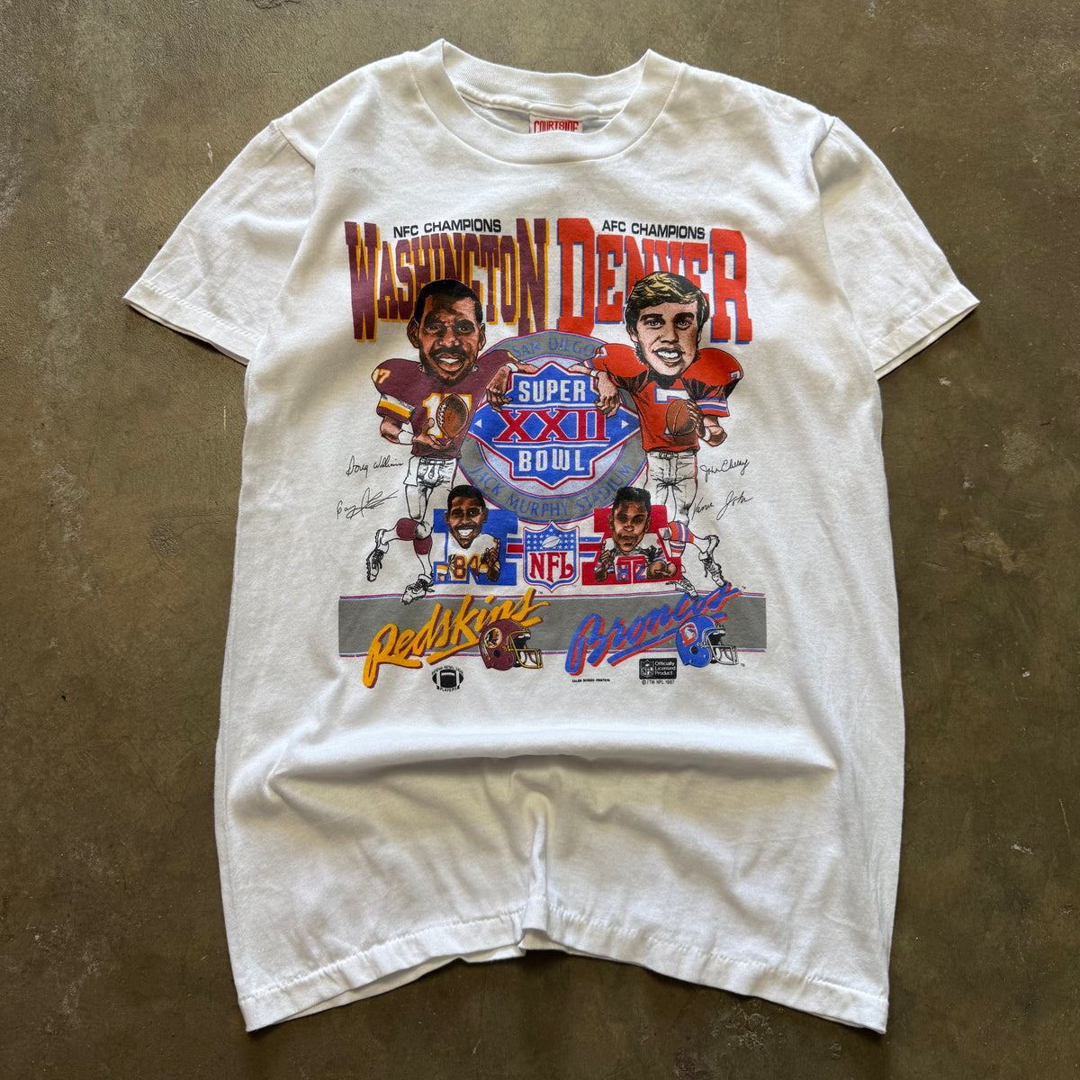 Size medium - Vintage 1987 Super Bowl XXII redskins vs Broncos tee