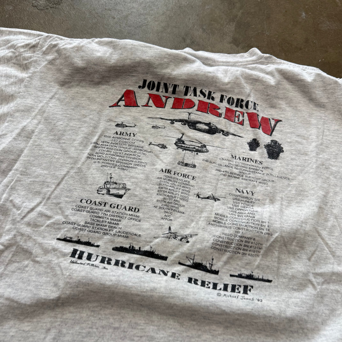 Size XL - Vintage 1992 Task Force, Air Force, Coast Guard, Navy, Marines, Army Tee