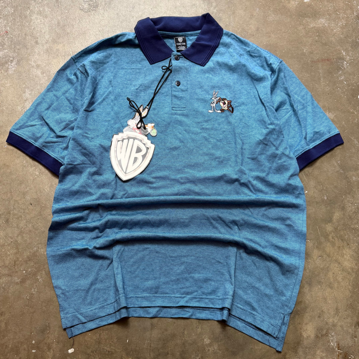 Size large - Vintage Looney Tunes Warner Bros Bugs Bunny Taz Polo tee BRAND NEW!