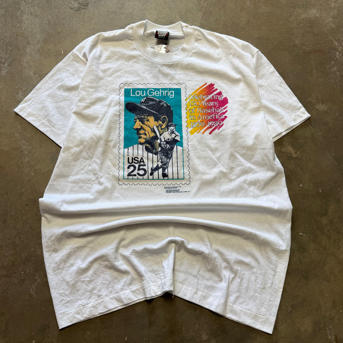 Size XL - 1989 Lou Gehrig New York Yankees tee
