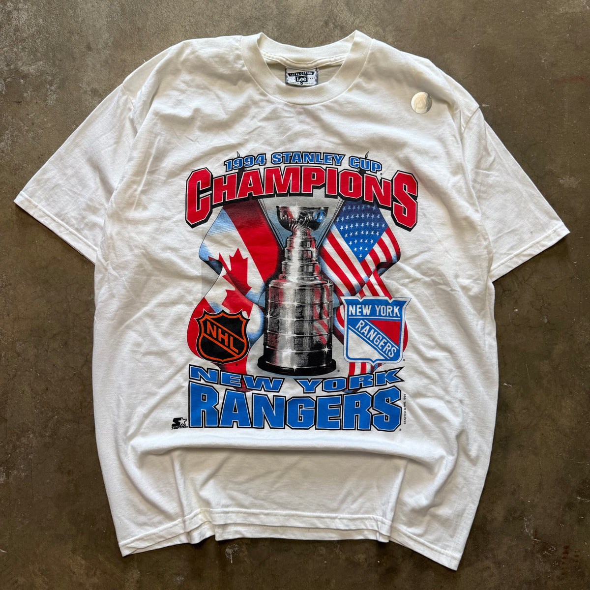 Size XL - Vintage 1994 New York Rangers Stanley Cup Champions tee NEW!