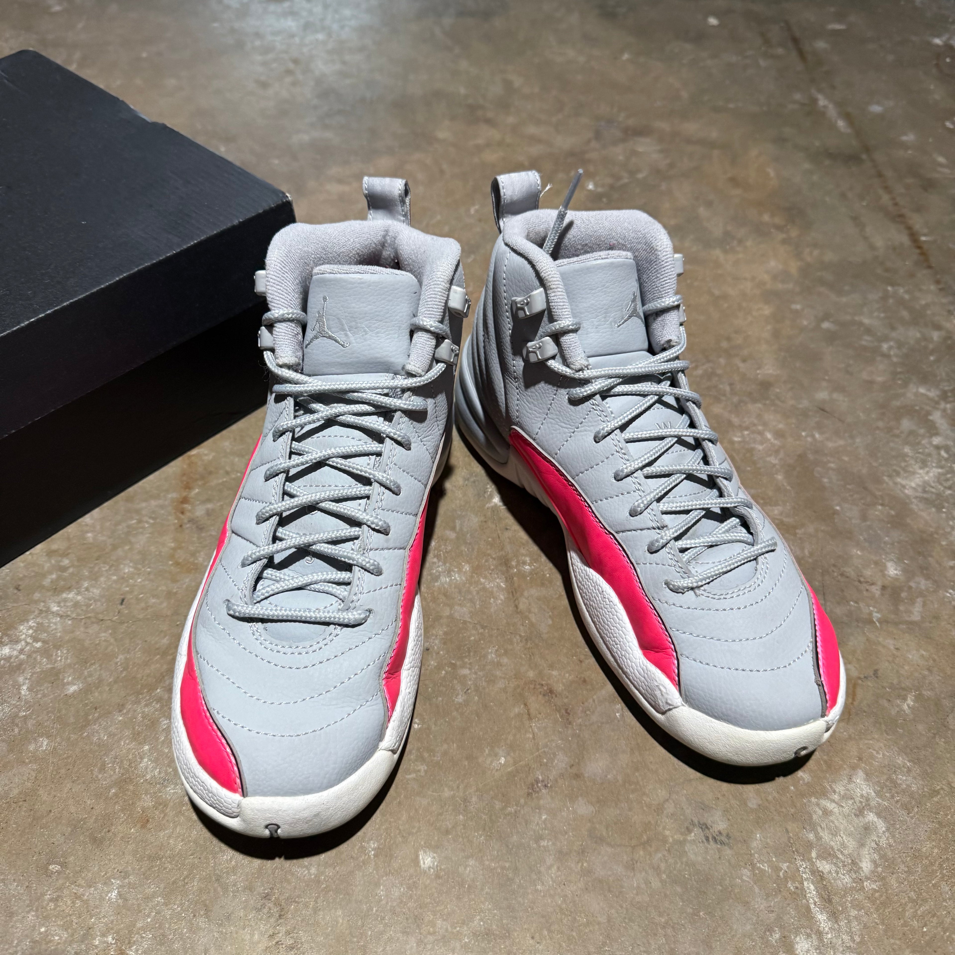 size 5.5 - Jordan 12 Retro ' Wolf Grey Racer Pink '