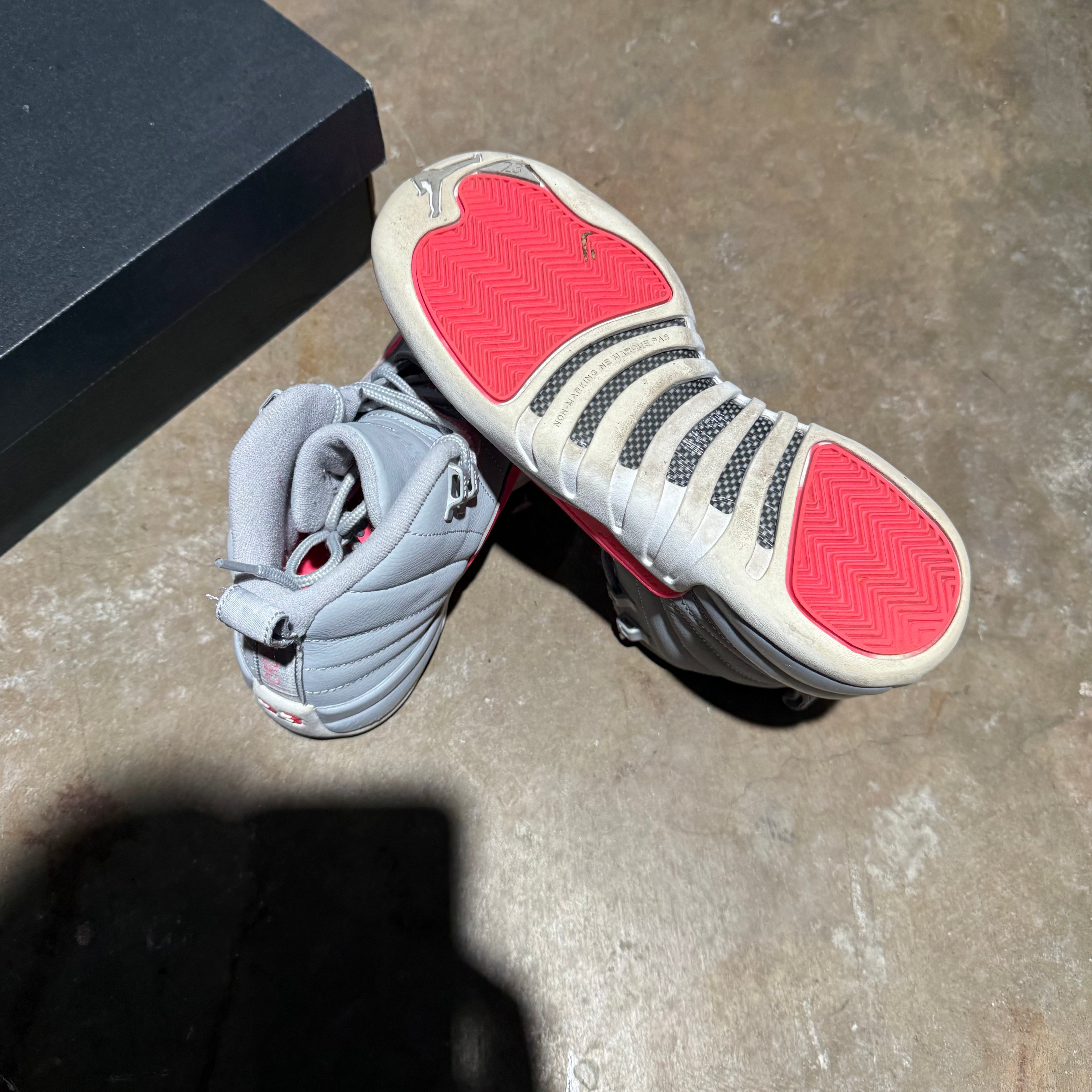 size 5.5 - Jordan 12 Retro ' Wolf Grey Racer Pink '