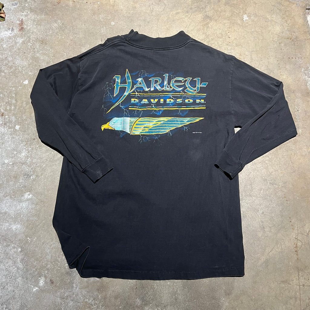size xxl - Vintage ' 90's Harley Davidson lightning Long sleeve ' Tee