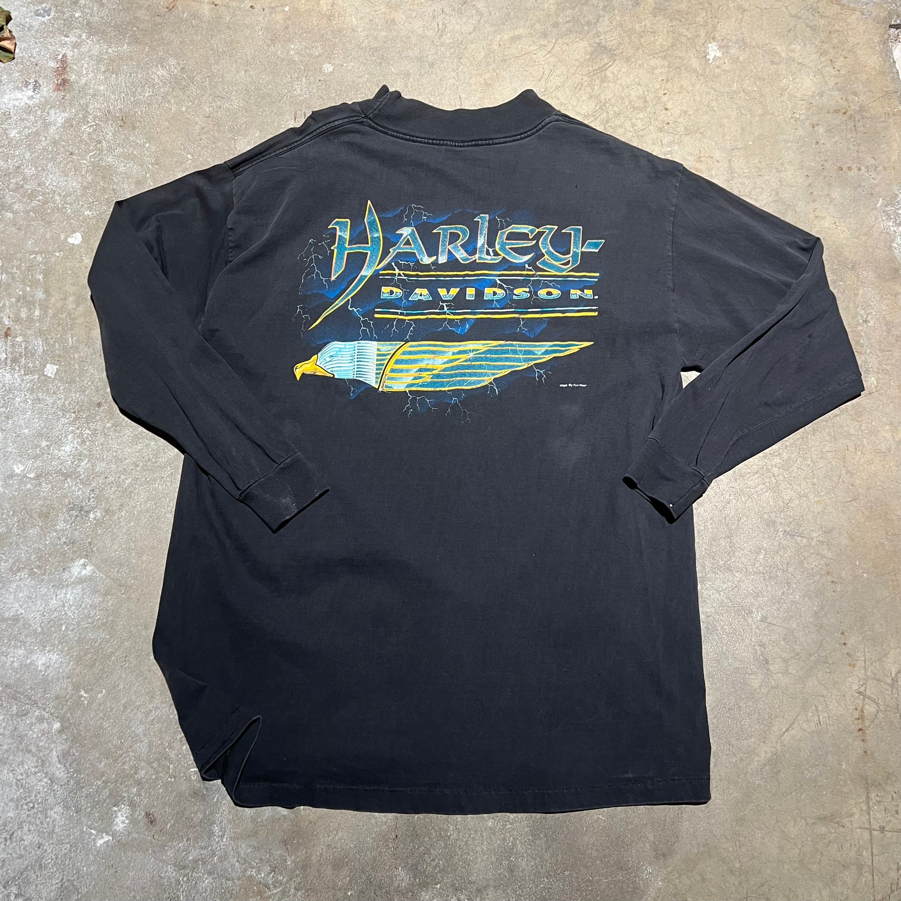 size xxl - Vintage ' 90's Harley Davidson lightning Long sleeve ' Tee