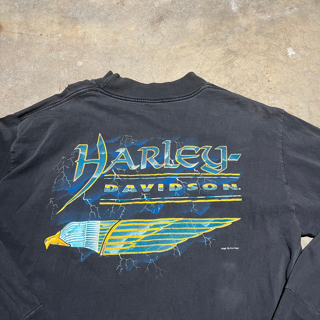 size xxl - Vintage ' 90's Harley Davidson lightning Long sleeve ' Tee