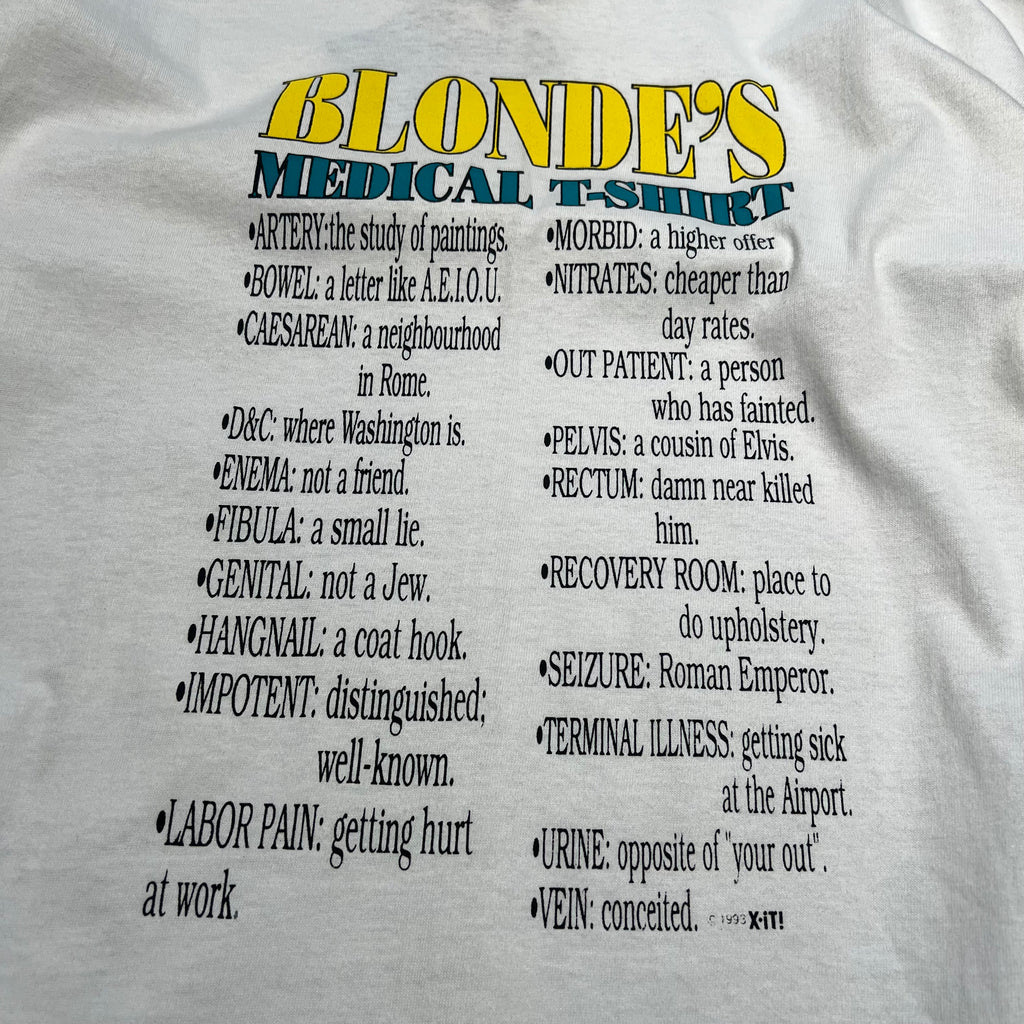 size xl - Vintage ' 1993 Blonde's Medical T-shirt ' tee