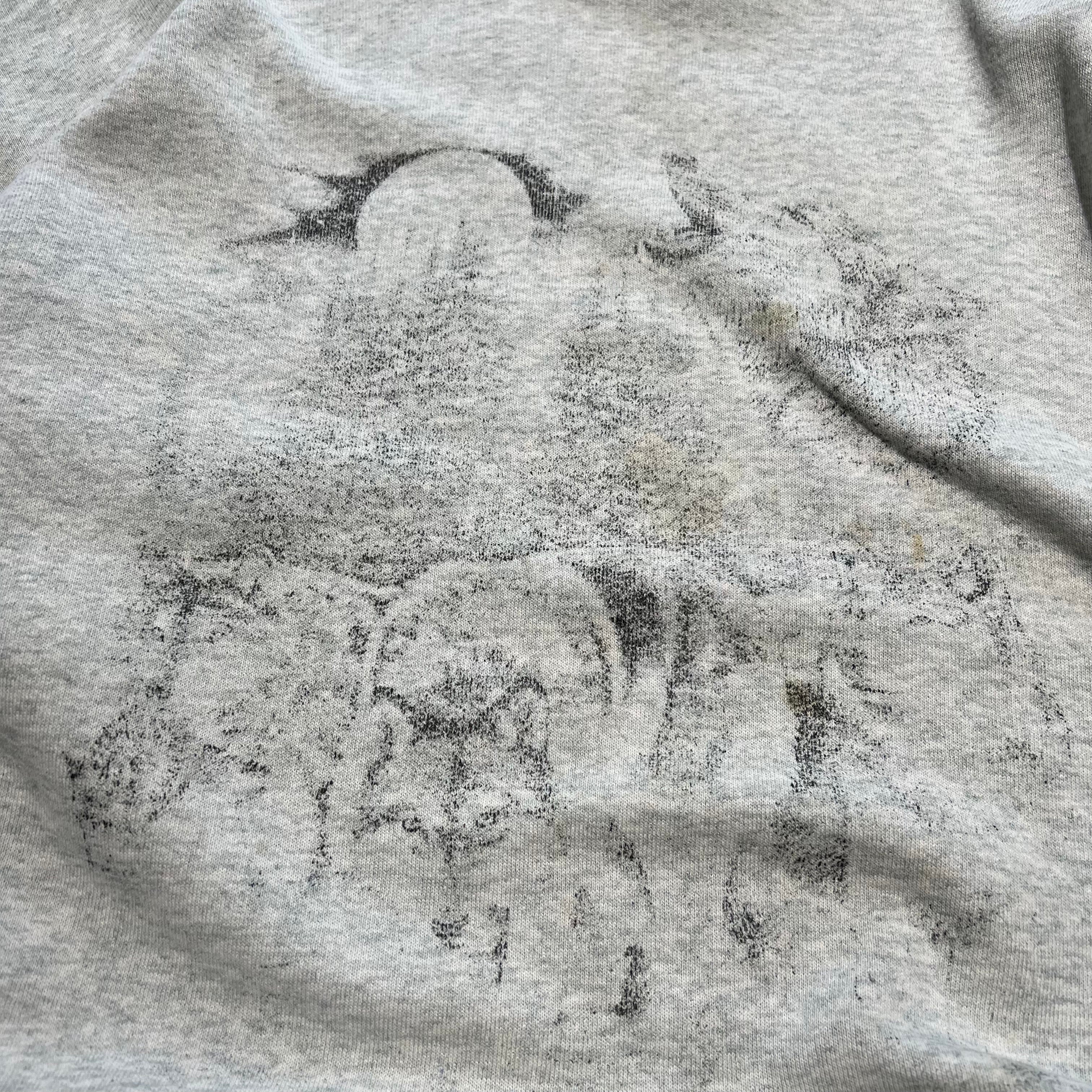 size large - Vintage ' Faded Wolf ' Crewneck
