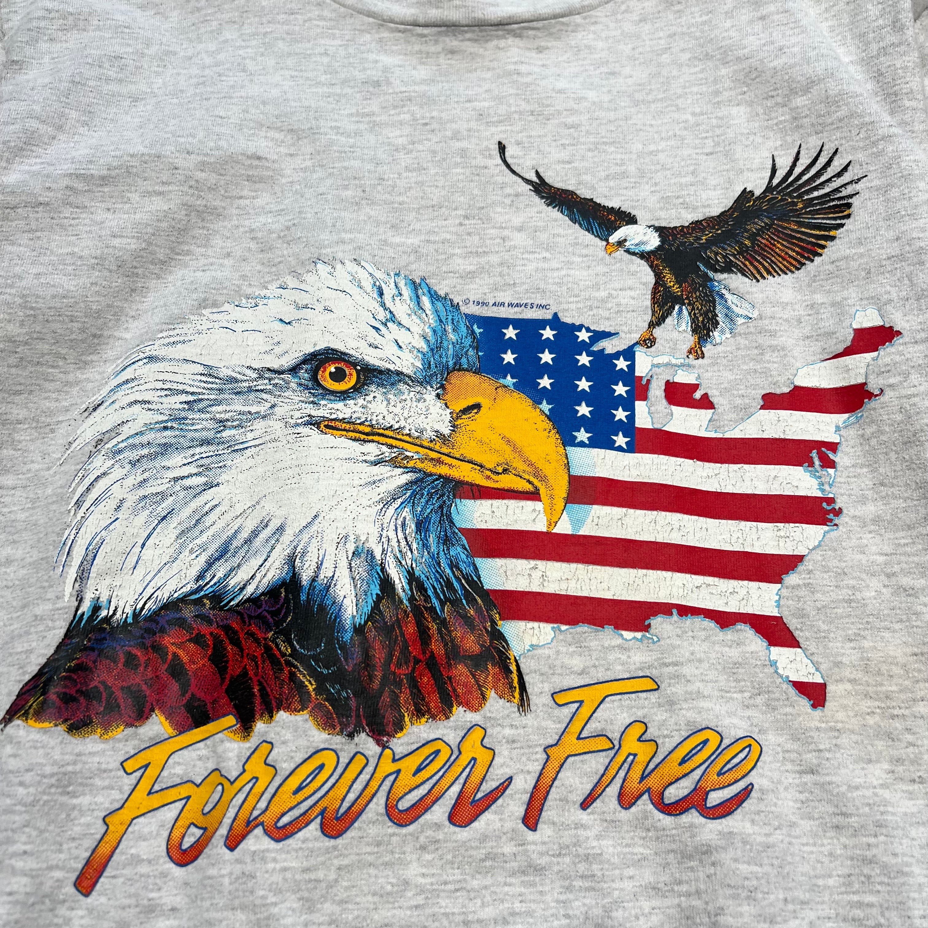 size large - Vintage ' 1990 Forever Free eagle ' tee
