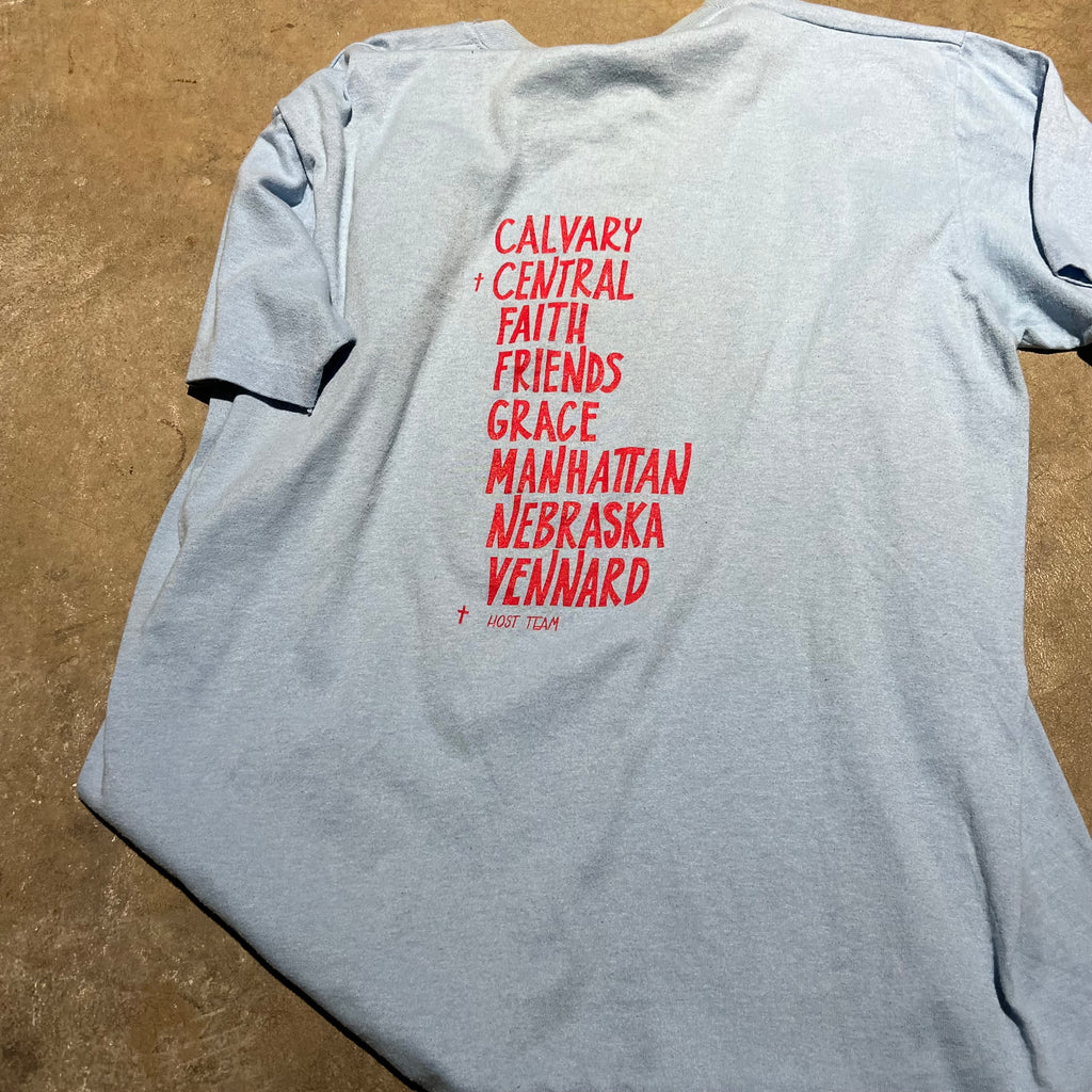 size large - Vintage ' Midwest Christian College Basketball ' tee