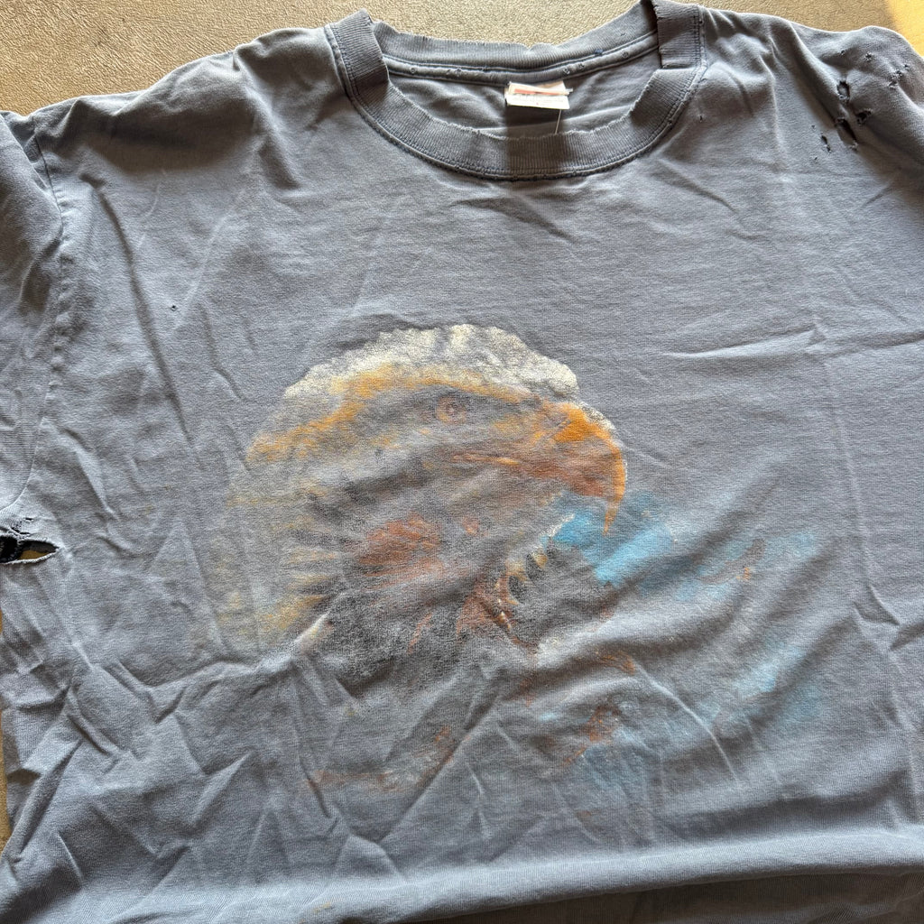 size large - vintage ' distressed eagle ' tee