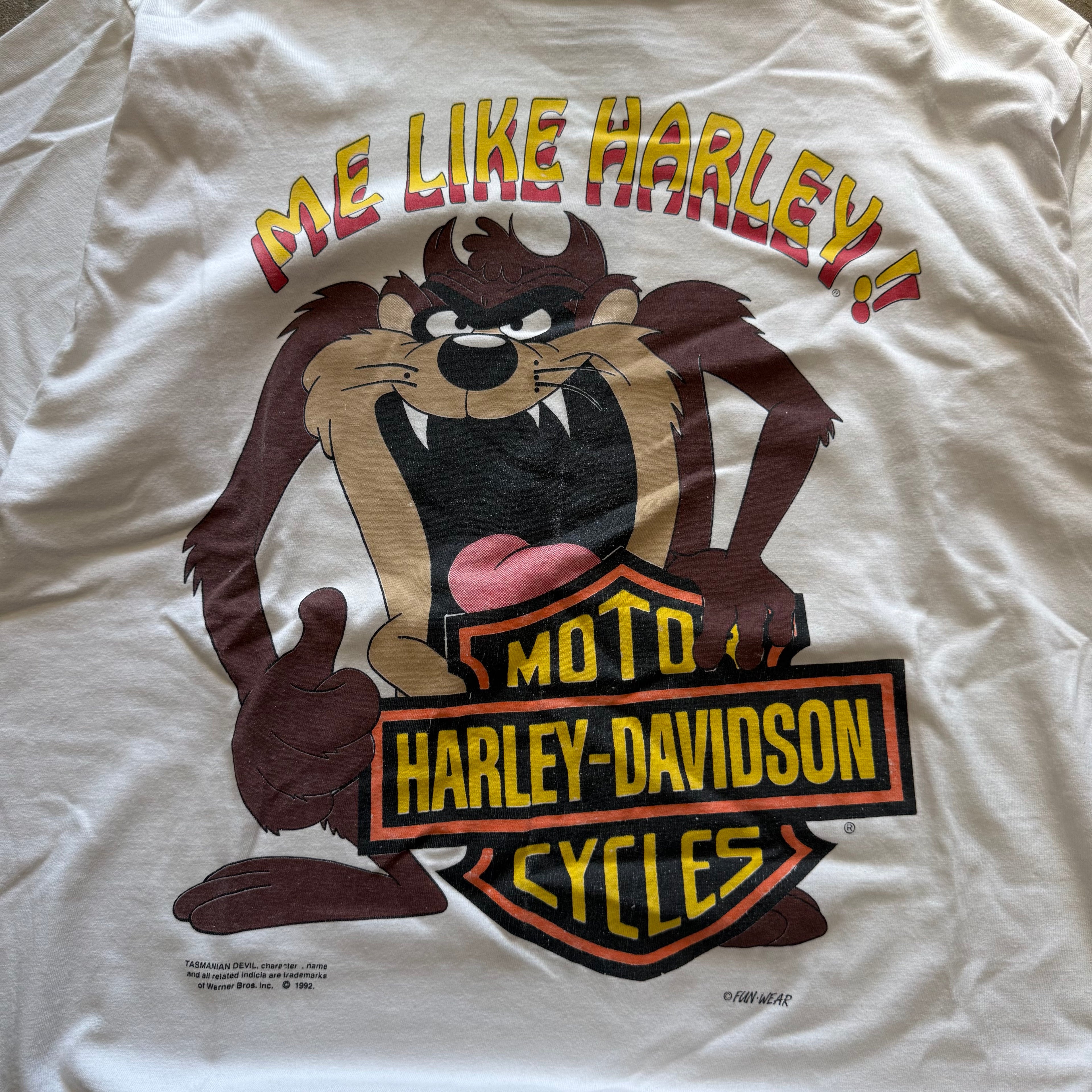 size XL - Vintage ' 1992 Tazz Harley Davidson Me Like Harley ' tee