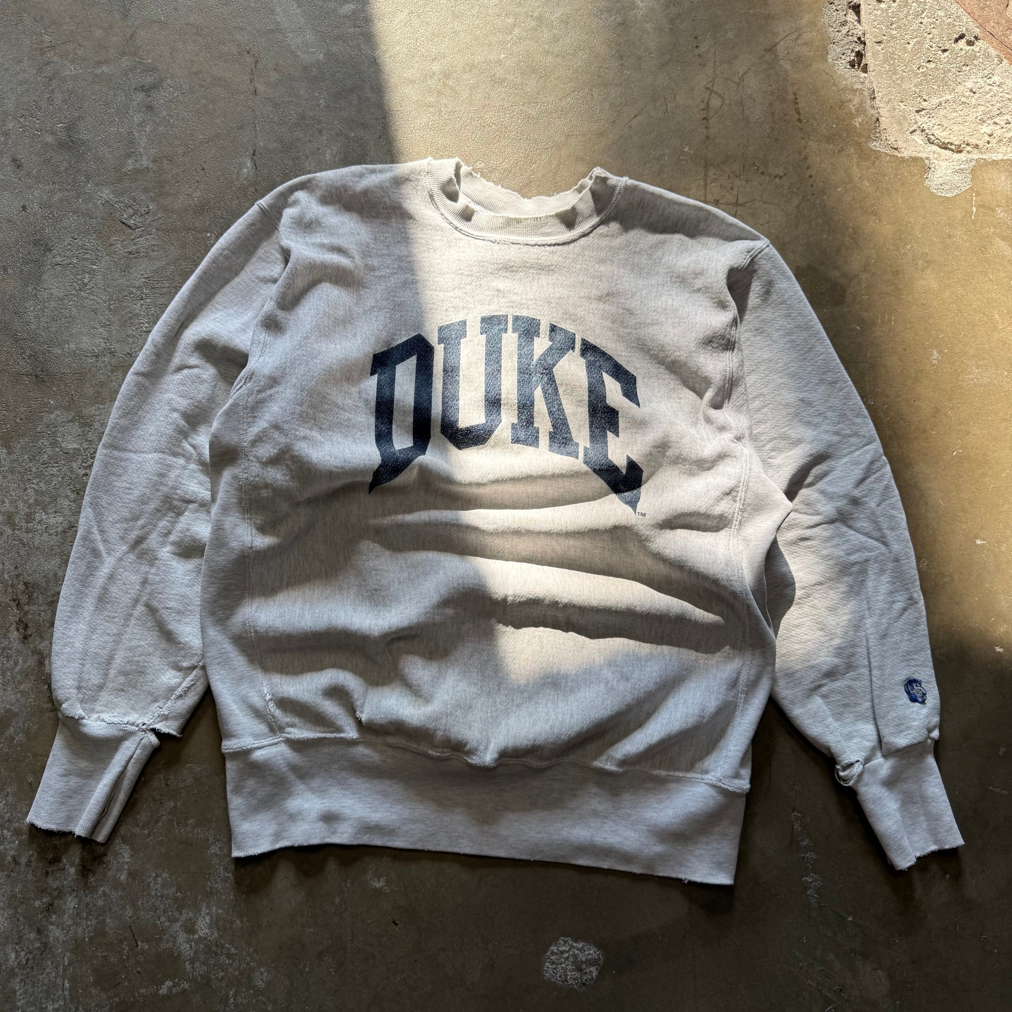 size xxl - Vintage Duke College Spellout Reverse Weave Crewneck