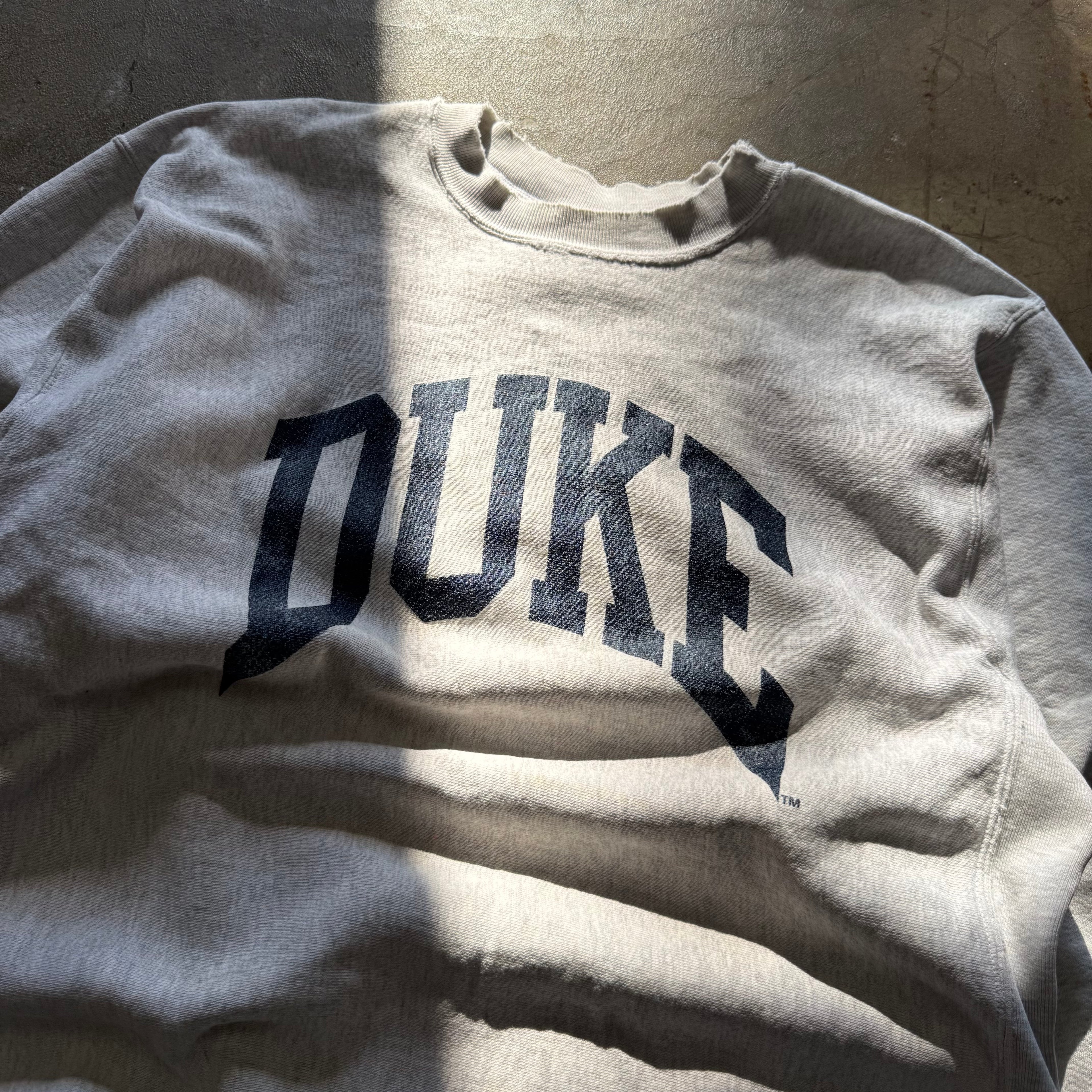 size xxl - Vintage Duke College Spellout Reverse Weave Crewneck