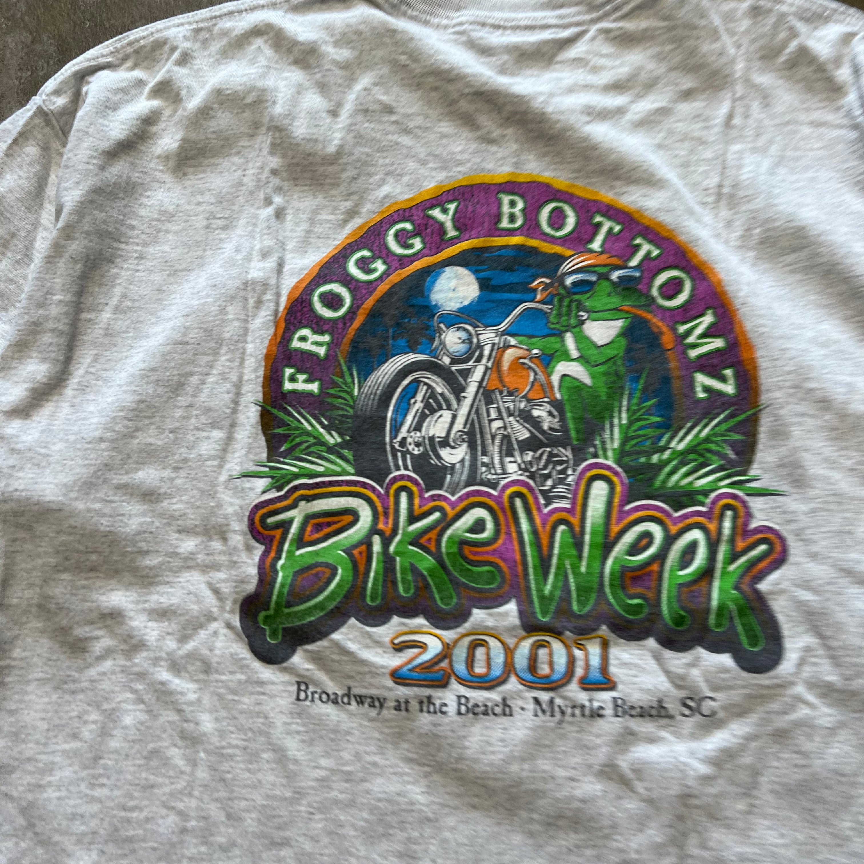 size XL - Vintage Froggy Bottomz Bike week tee