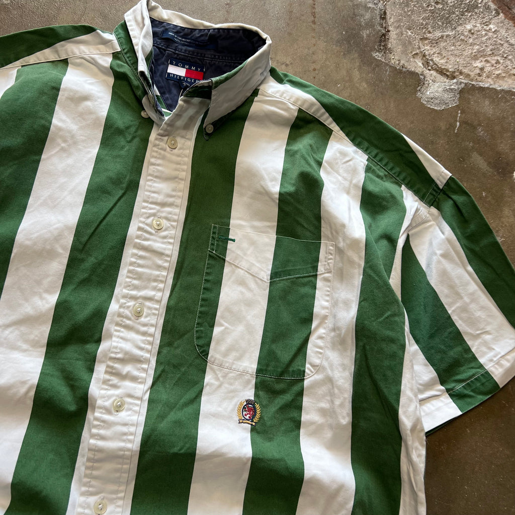 size large - Vintage Tommy Hilfiger Striped Button up tee