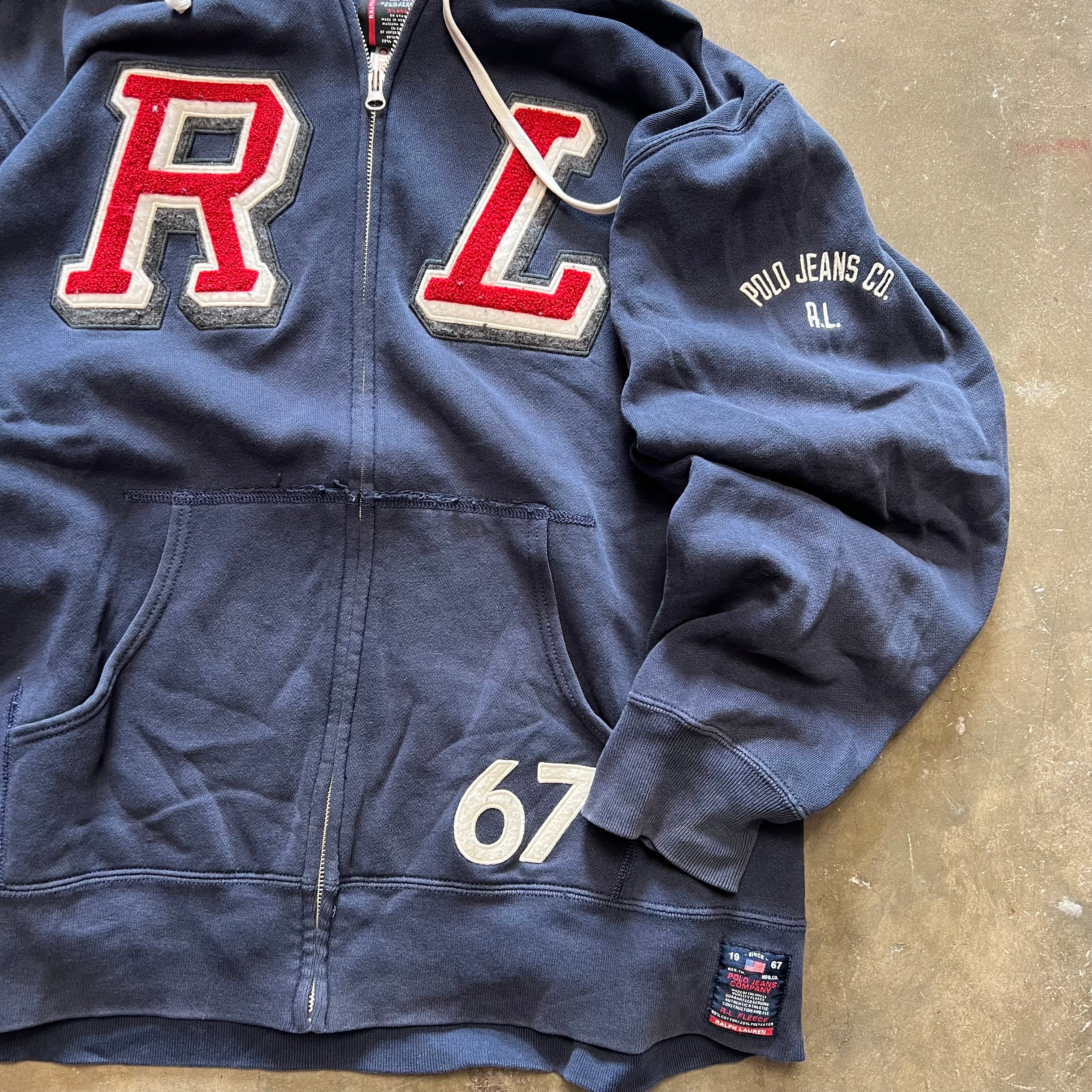 size xl - Vintage Ralph Lauren Polo Zip up Hoodie