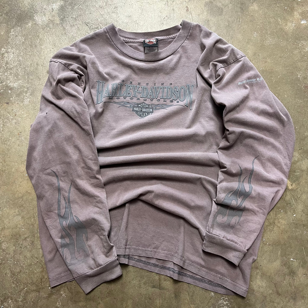 size xl - Vintage Harley davidson Flame sleeve tee