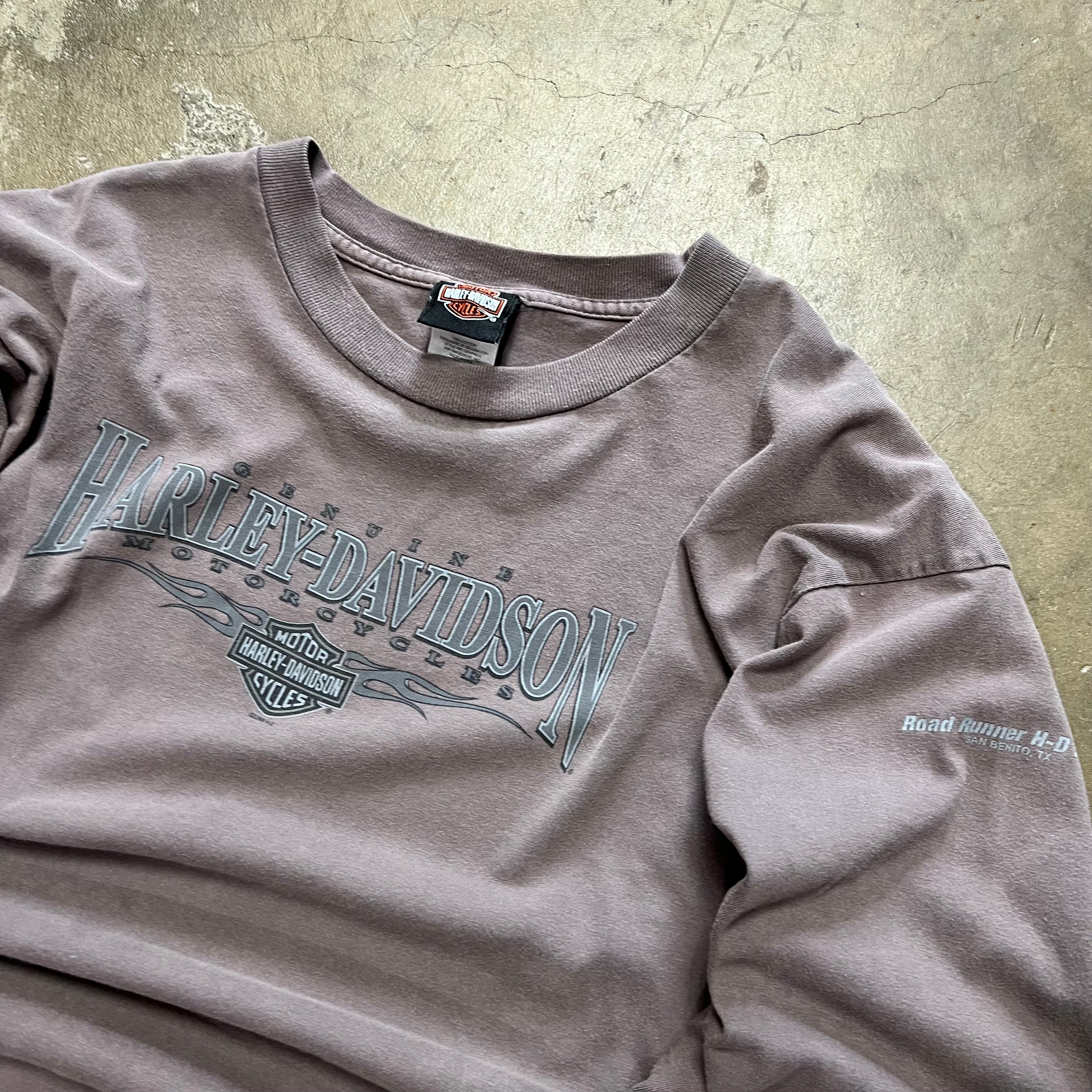 size xl - Vintage Harley davidson Flame sleeve tee