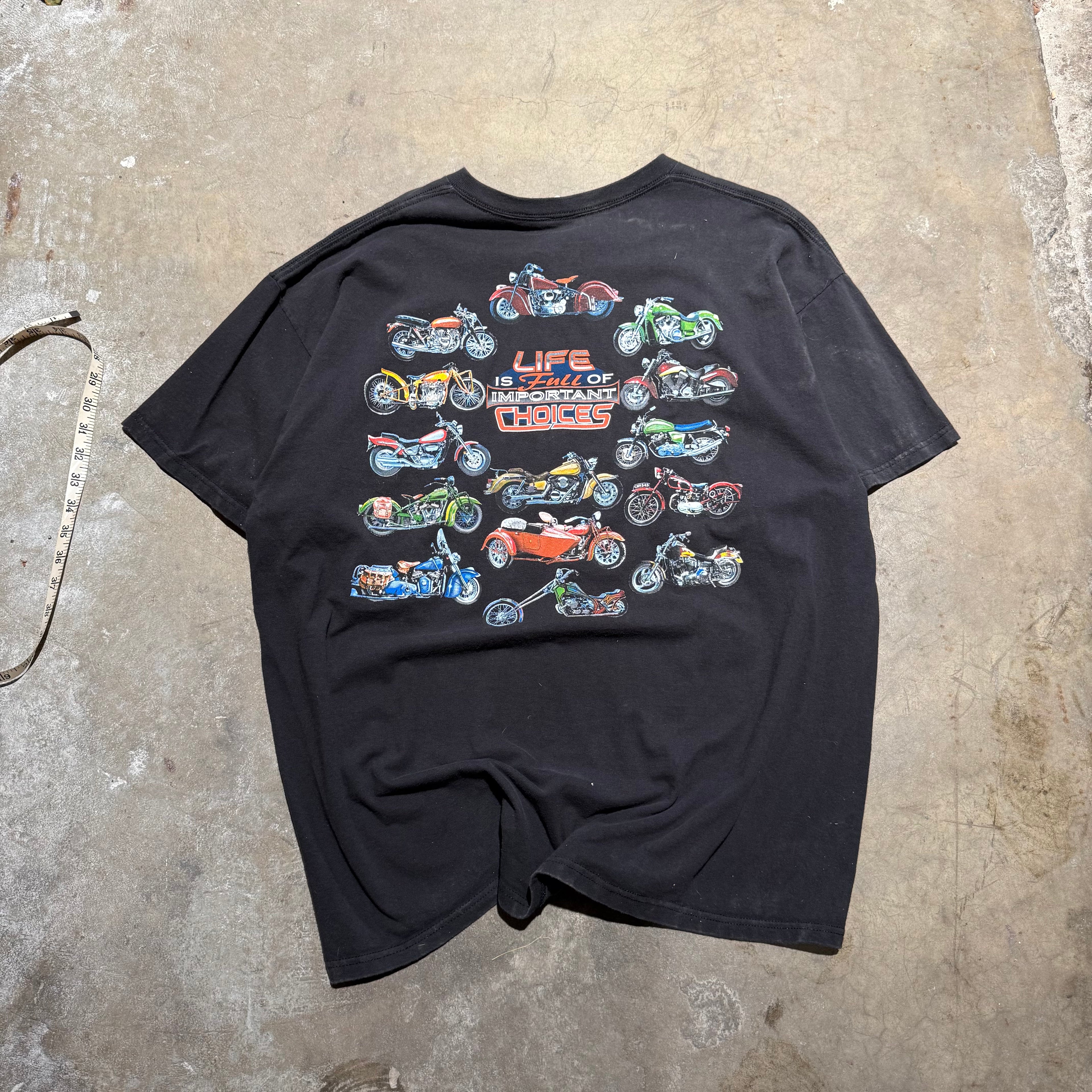 size xxl - Vintage ' Life is Full Of Important Choices ' Bike Tee