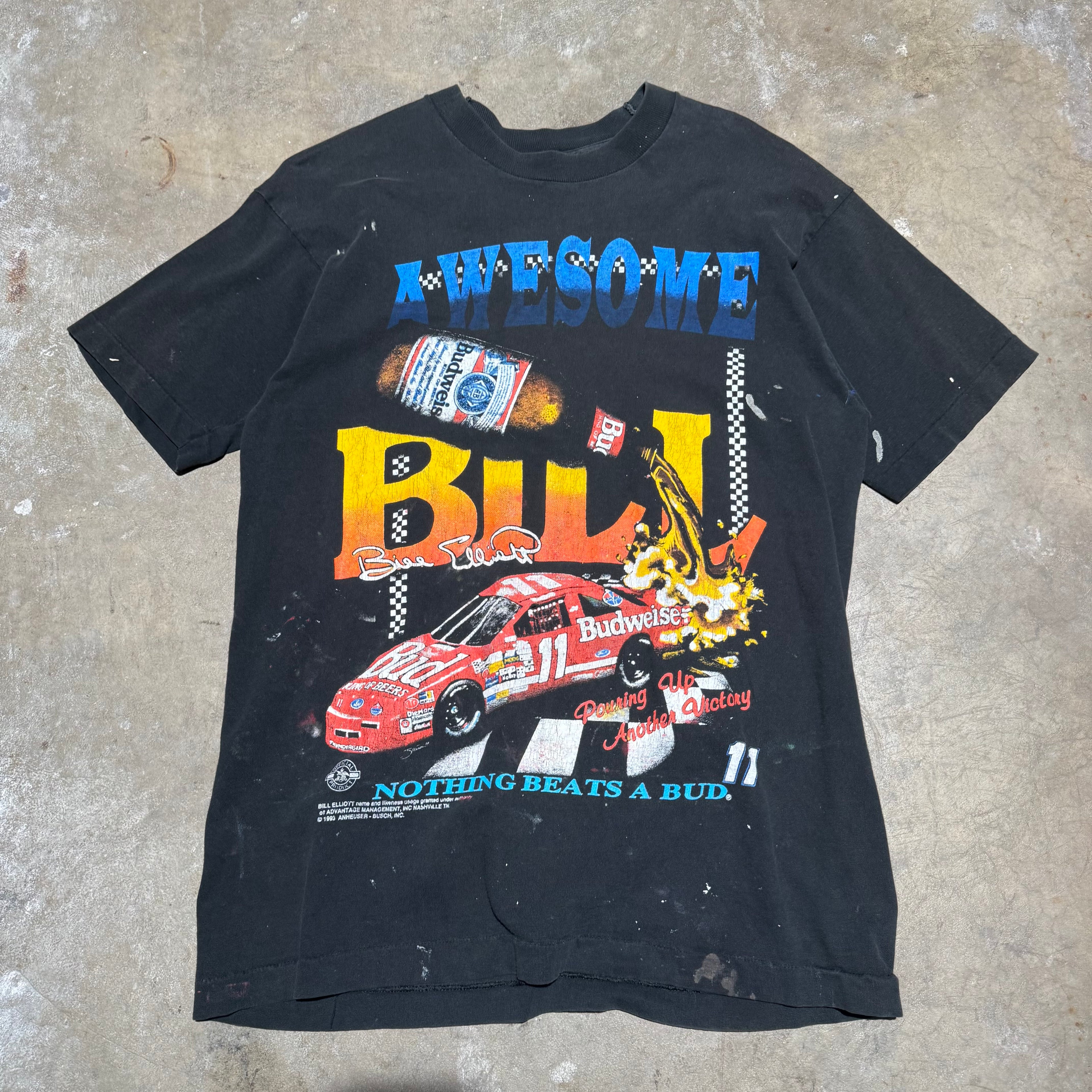 size xl - Vintage ' 1993 Awesome Bill Nothing Beats a Bud Nascar ' Tee