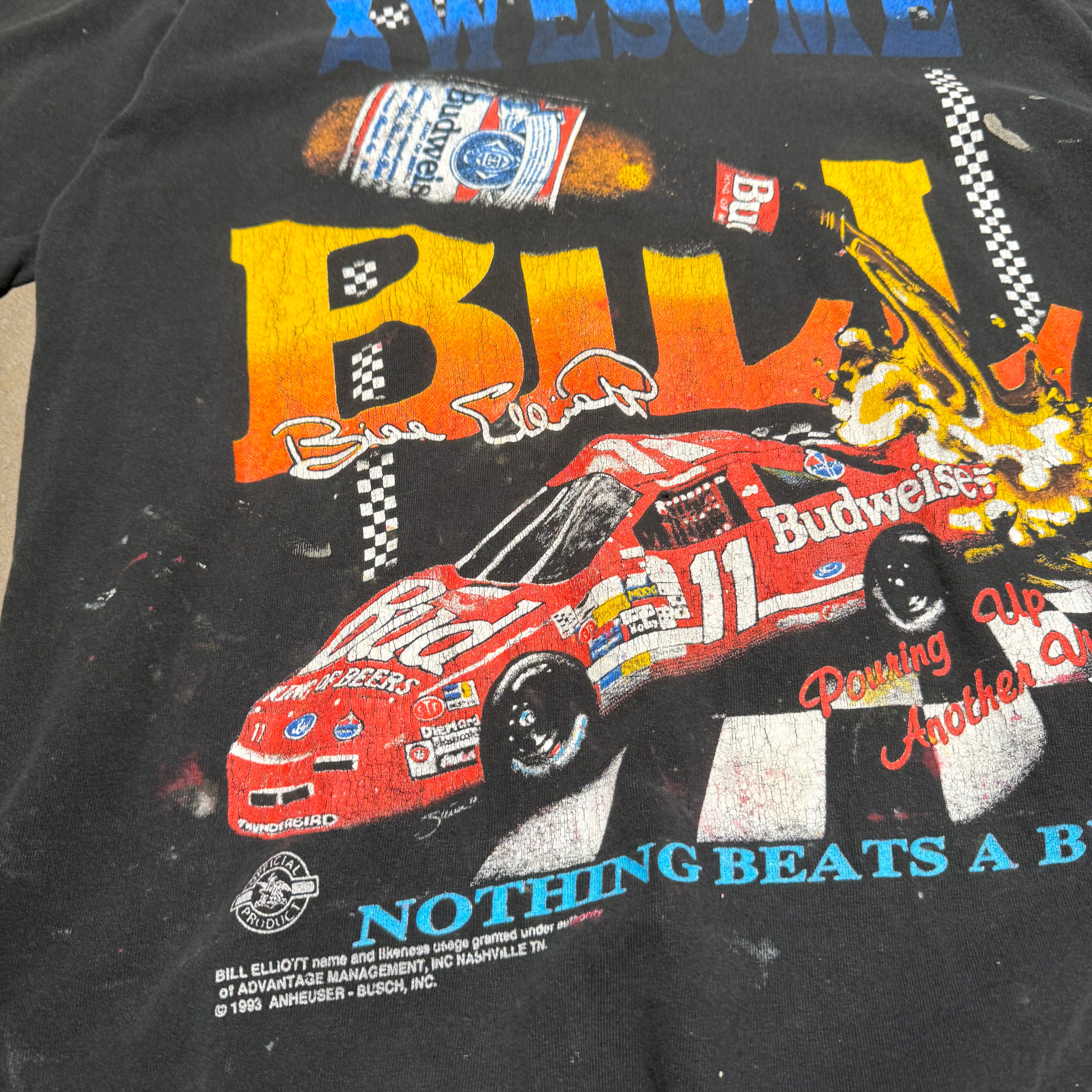 size xl - Vintage ' 1993 Awesome Bill Nothing Beats a Bud Nascar ' Tee
