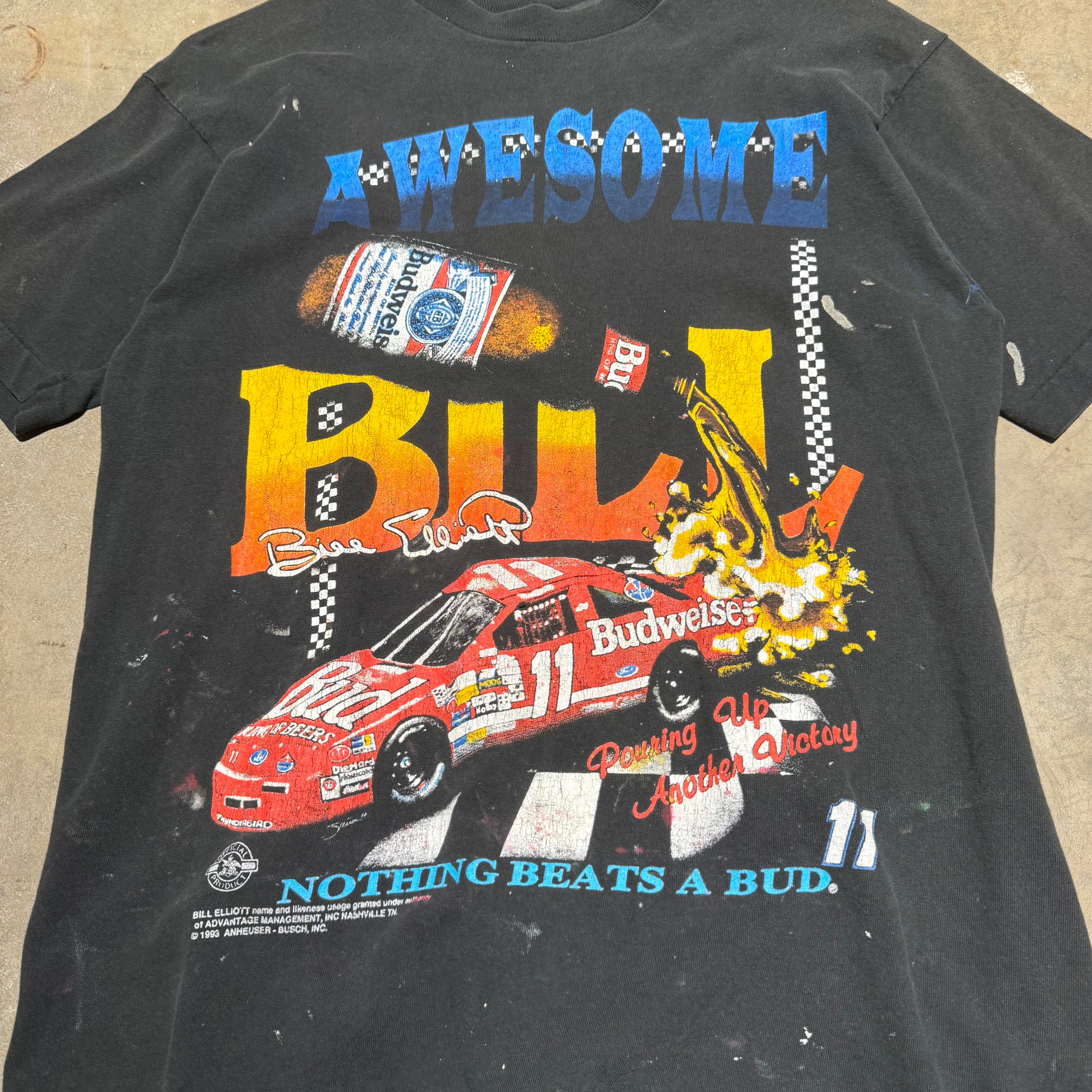 size xl - Vintage ' 1993 Awesome Bill Nothing Beats a Bud Nascar ' Tee