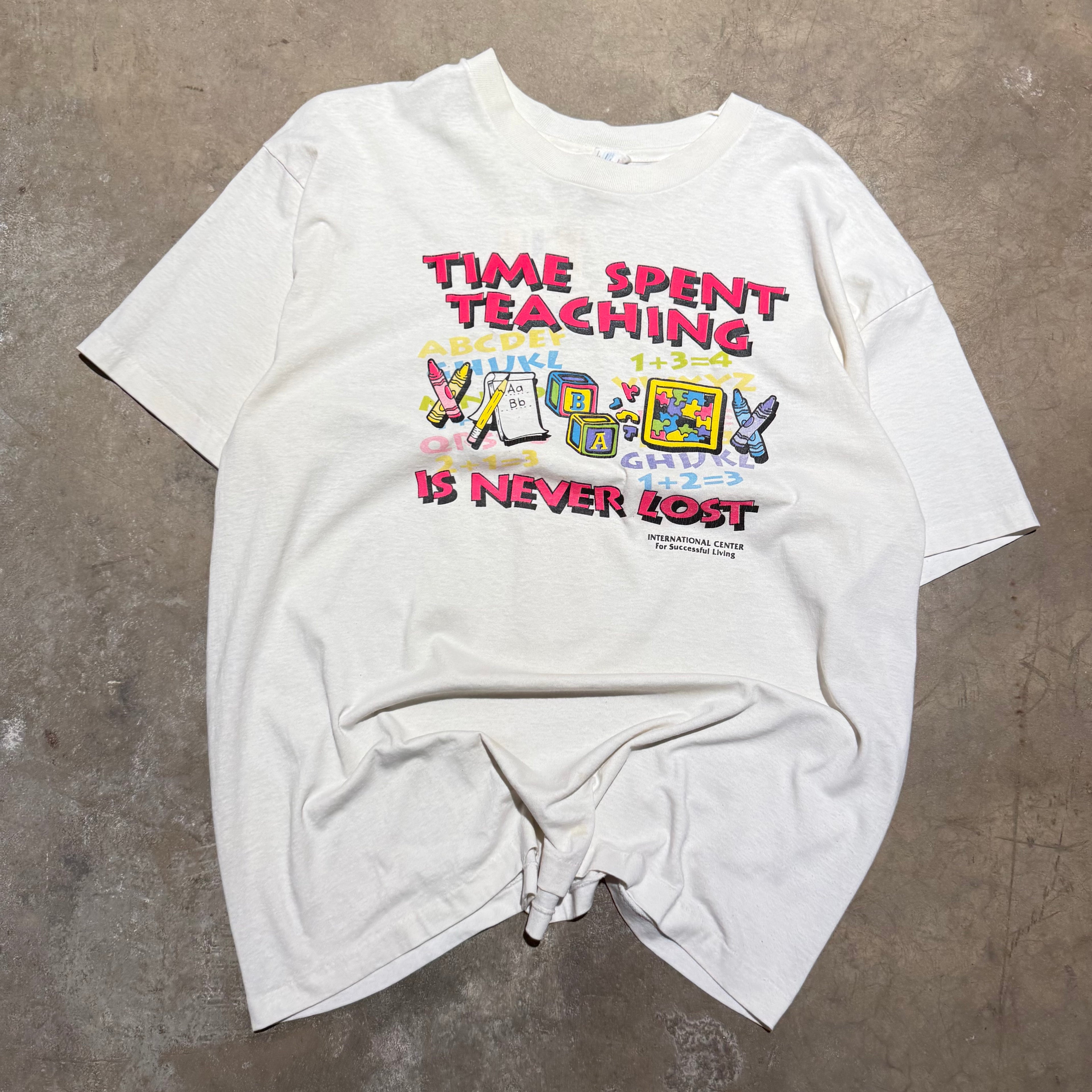 size xl - Vintage ' Time Spent Teaching Is Never Lost ' tee