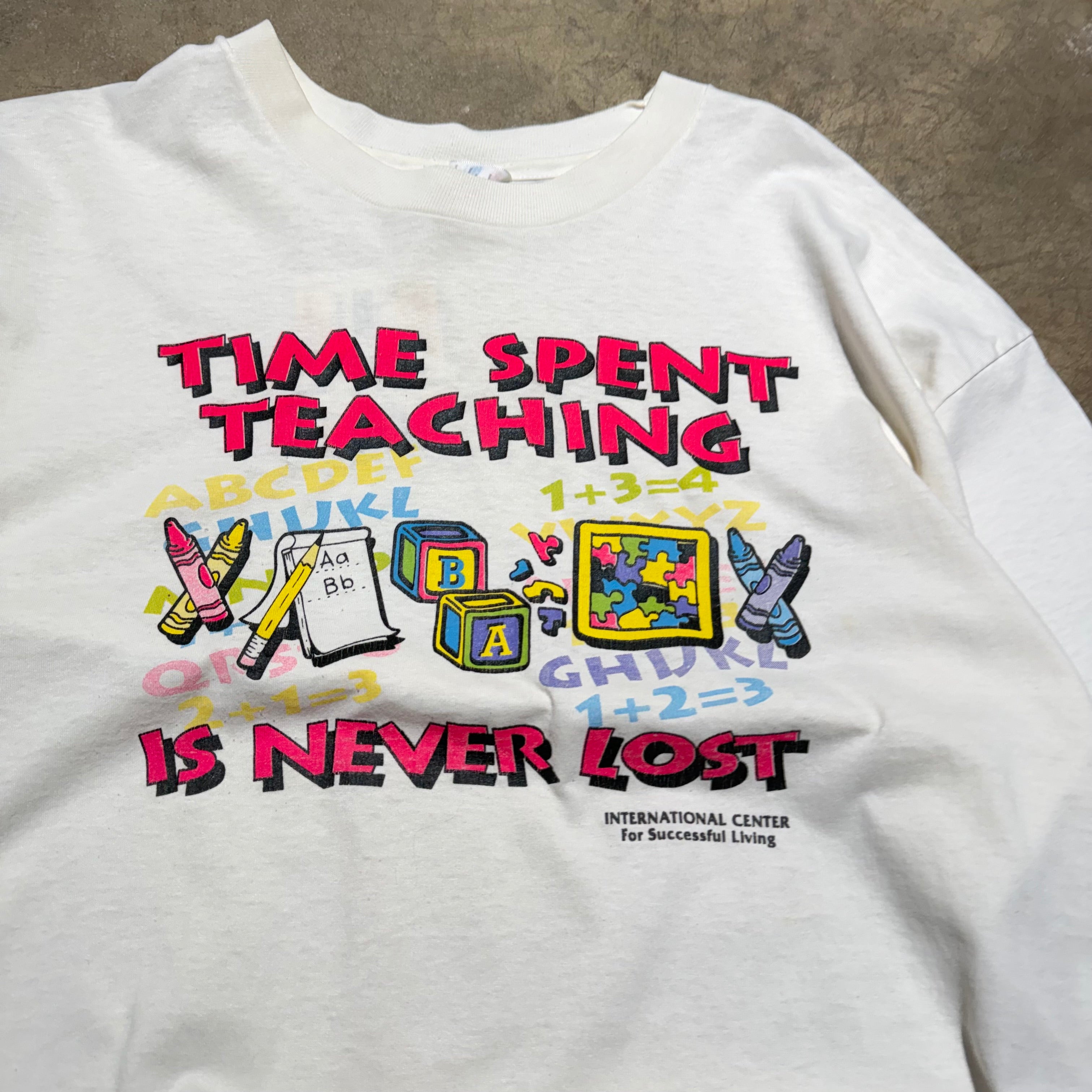size xl - Vintage ' Time Spent Teaching Is Never Lost ' tee