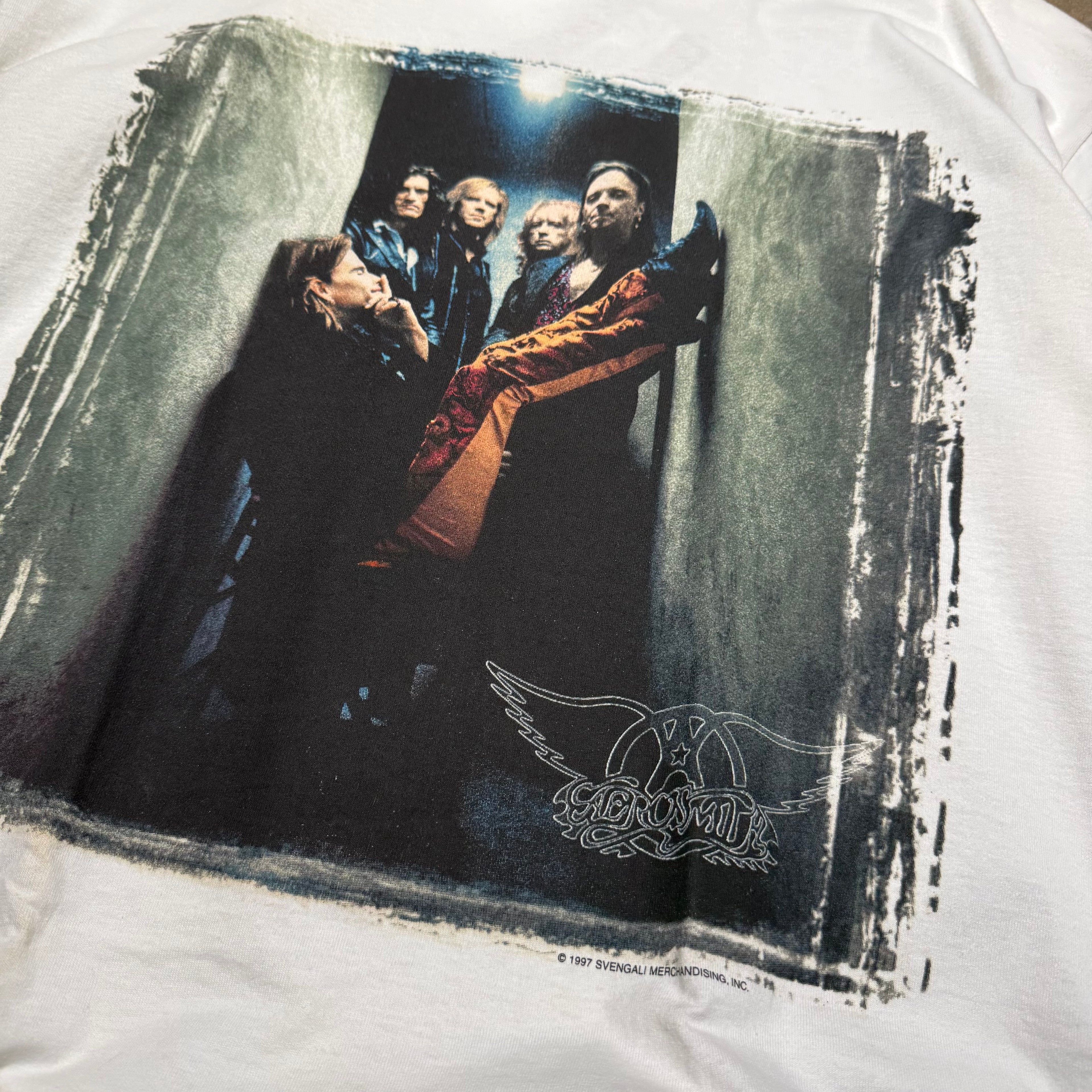 size xl - Vintage ' 1997 AeroSmith Nine Lives World Tour ' Tee