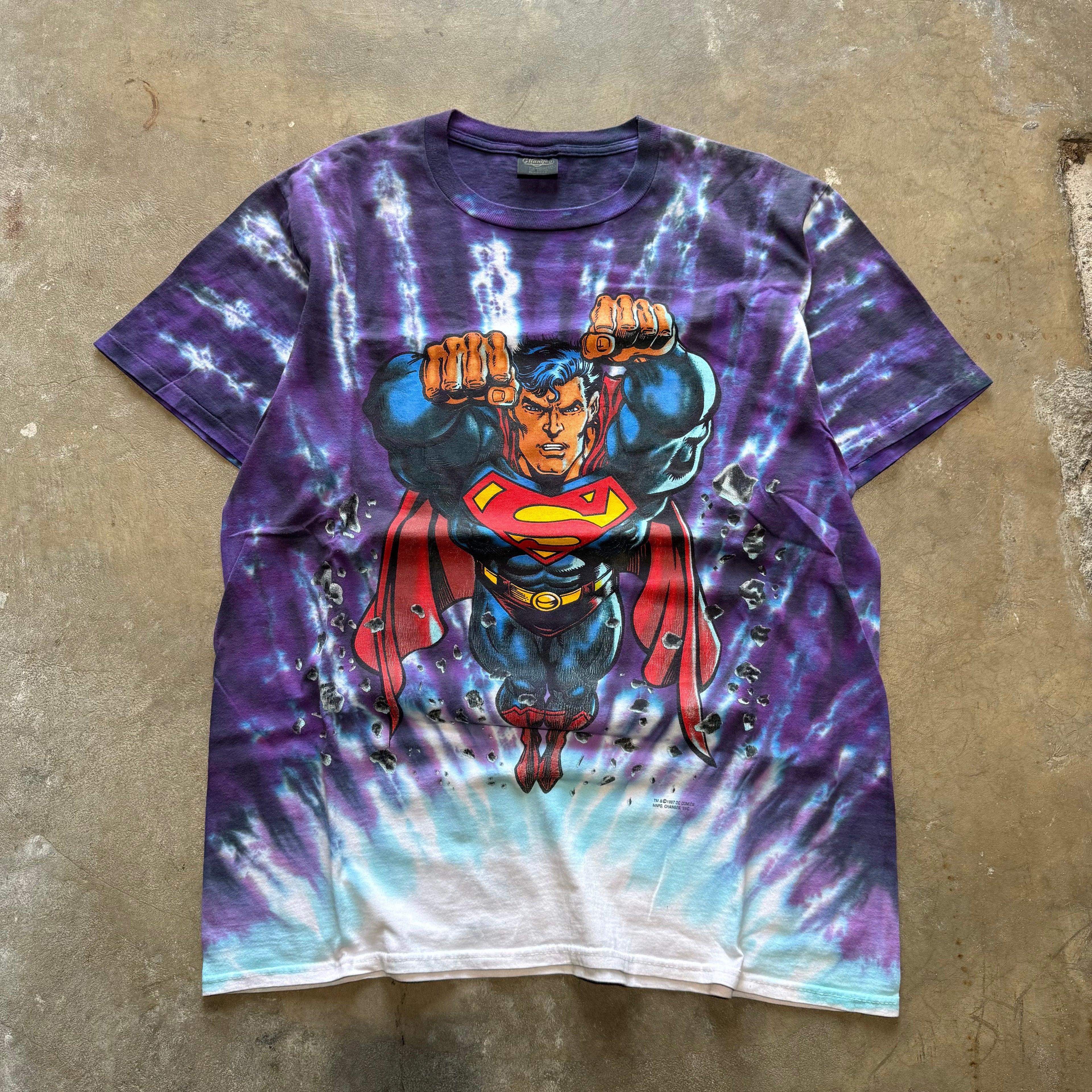 size xl - Vintage ' 1997 DC Comics Superman Tie Dye ' tee