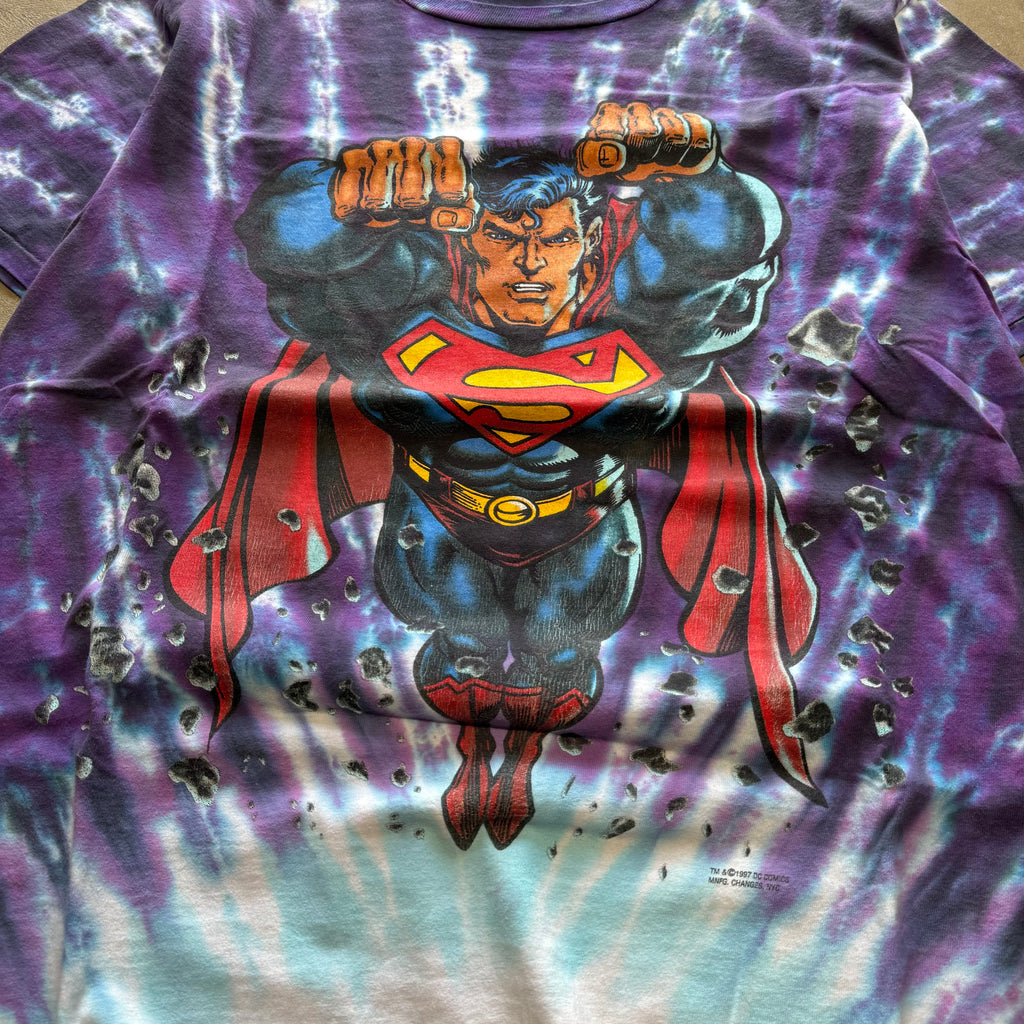 size xl - Vintage ' 1997 DC Comics Superman Tie Dye ' tee