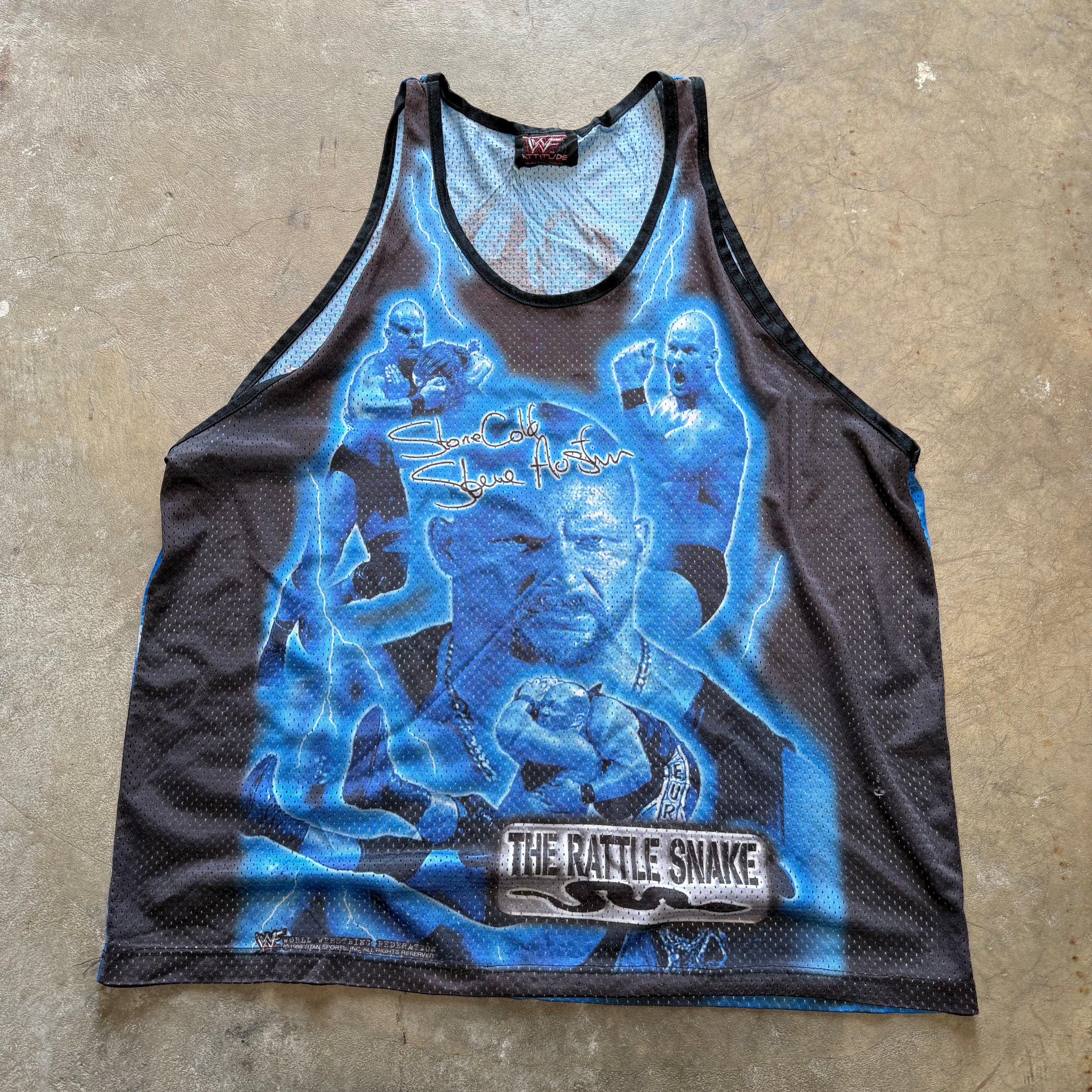 size xl - Vintage ' 1999 WWF Stone Cold Steve Austin Wrestling Mesh ' Tank Top jersey