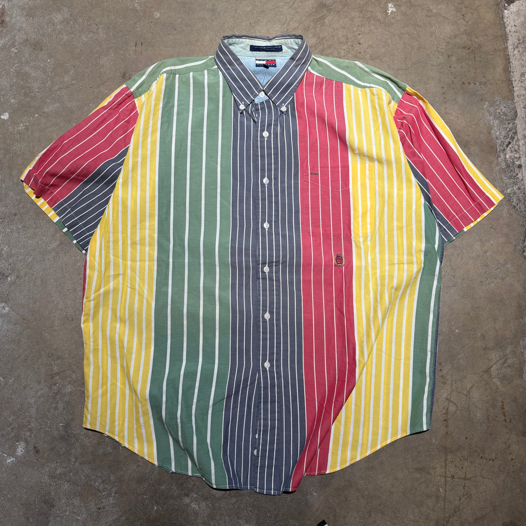 size xl - Vintage ' Tommy Hilfiger Striped Butt up Up ' tee