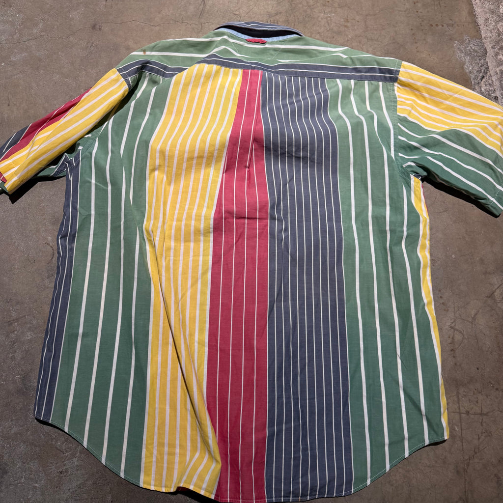 size xl - Vintage ' Tommy Hilfiger Striped Butt up Up ' tee