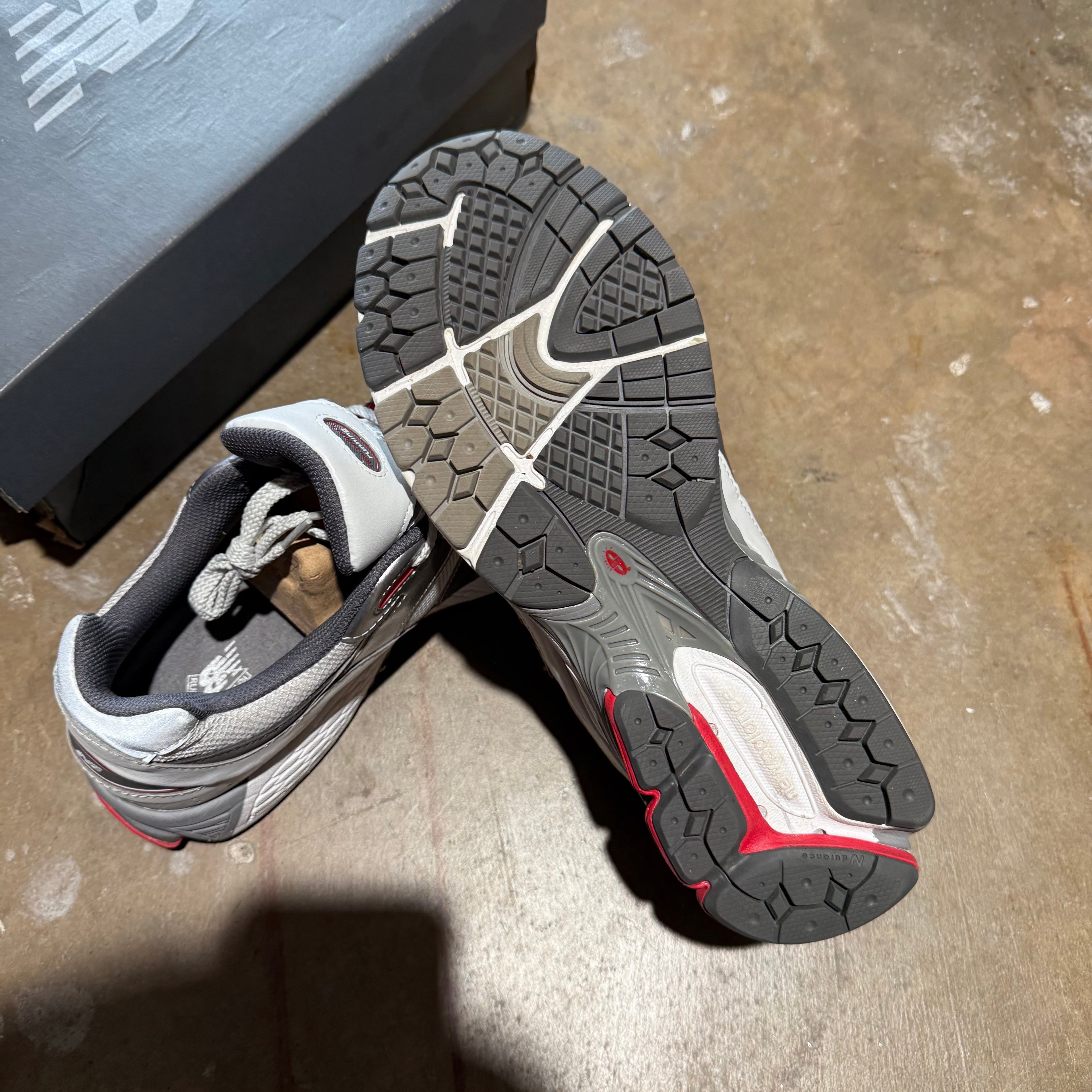 size 12 -New Balance 2002R ' Silver Metallic Bullet Team Red '