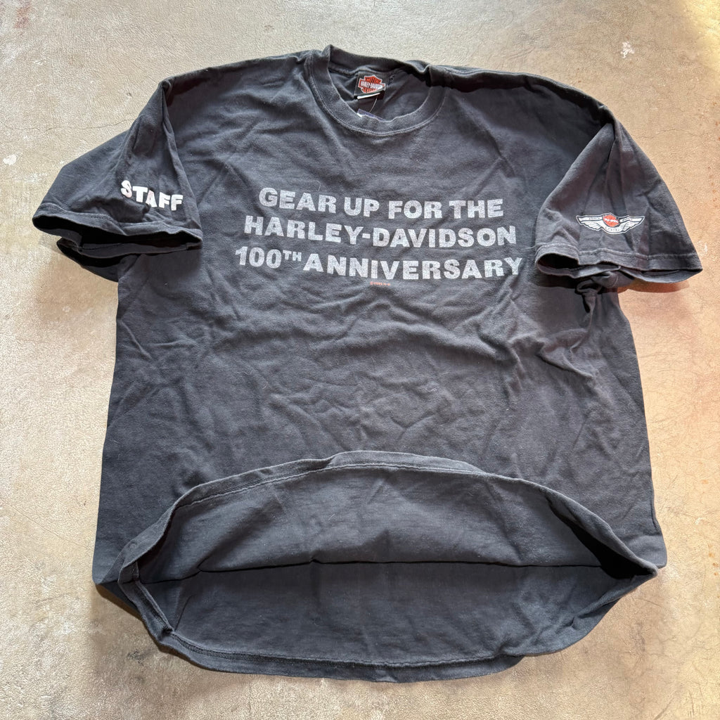 size xl - Vintage ' Harley 100th Anniversary Staff ' tee