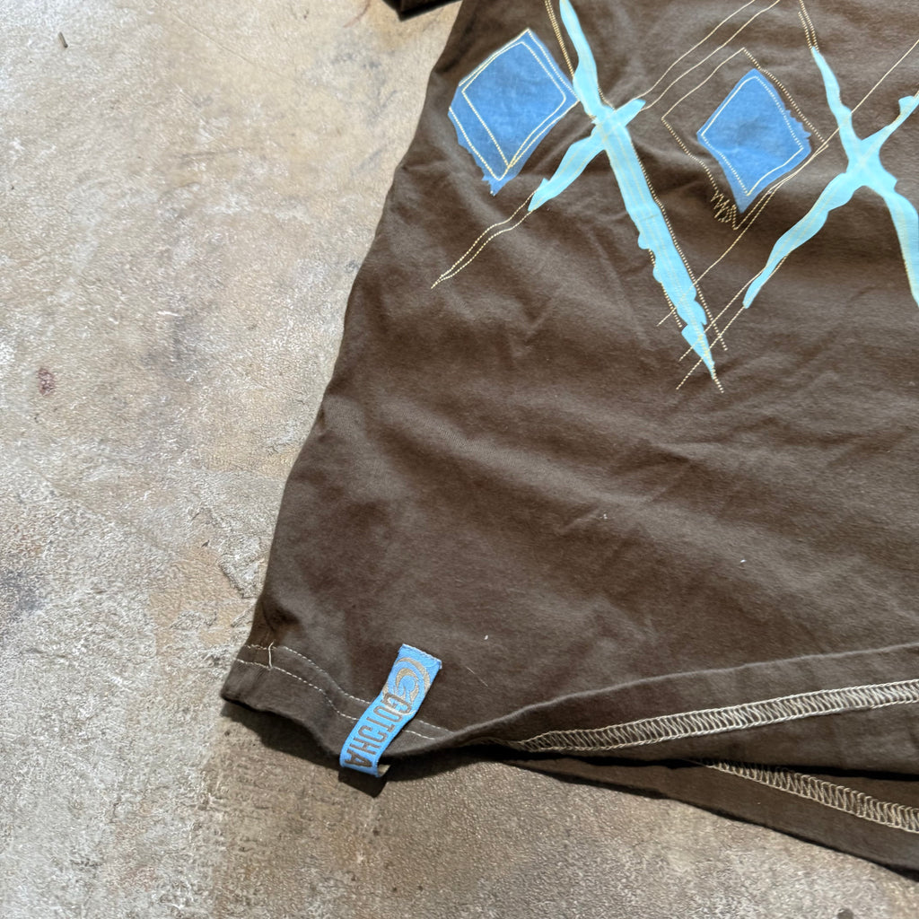 size medium - Vintage ' Gotcha Brown Button up ' tee