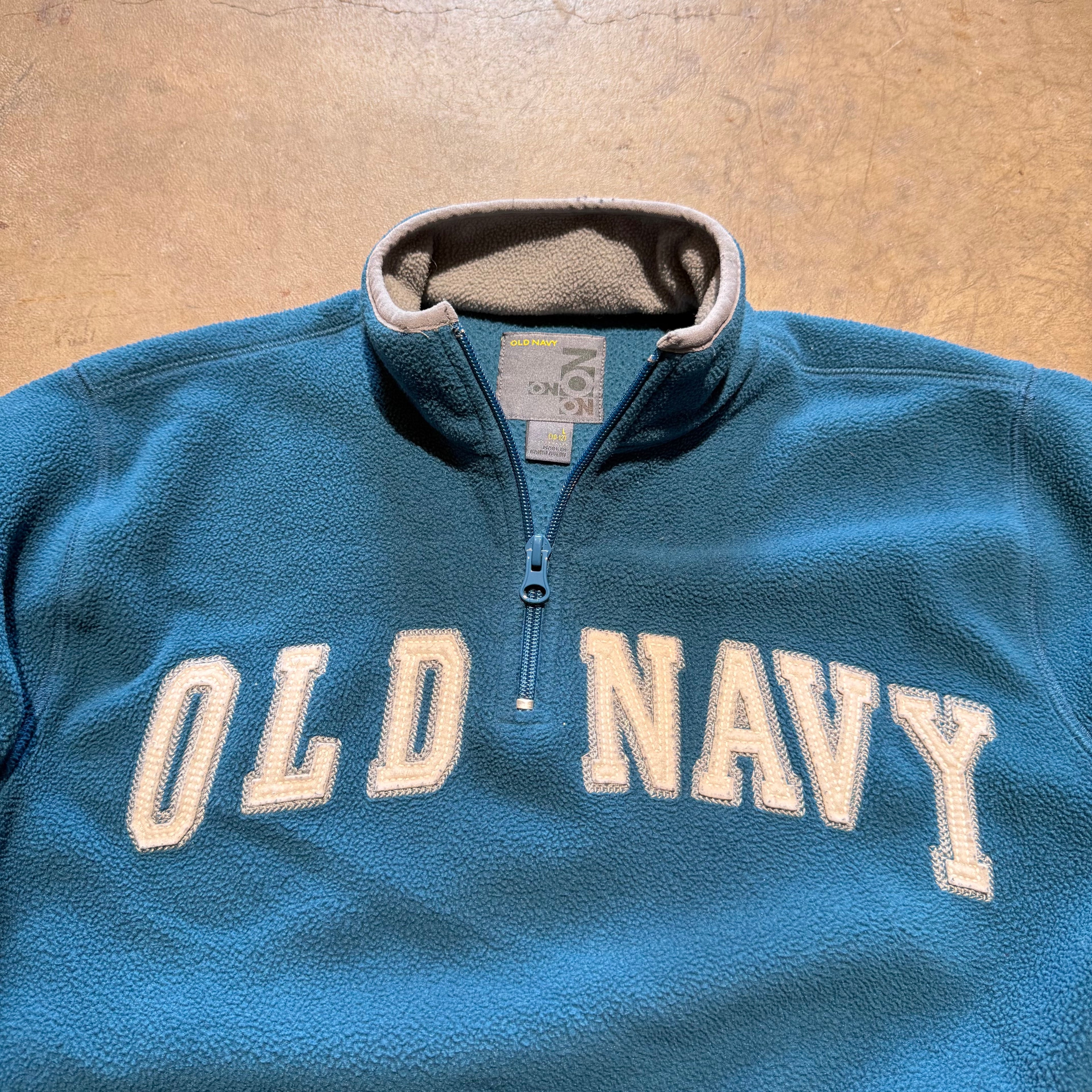size medium - Vintage ' Old Navy Blue Thermal zip up ' hoodie