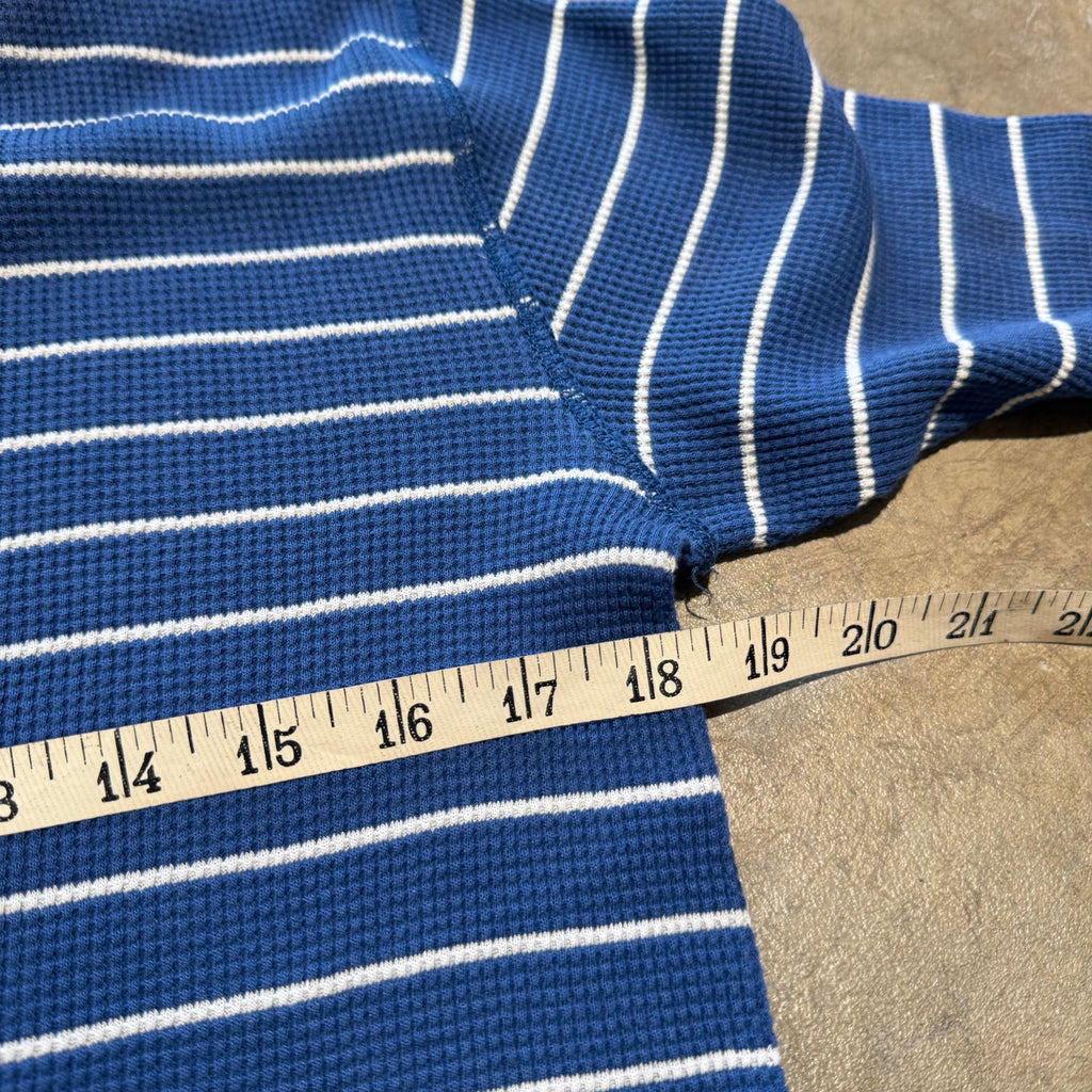 size large - Vintage ' Place Thermal Blue and white striped ' tee