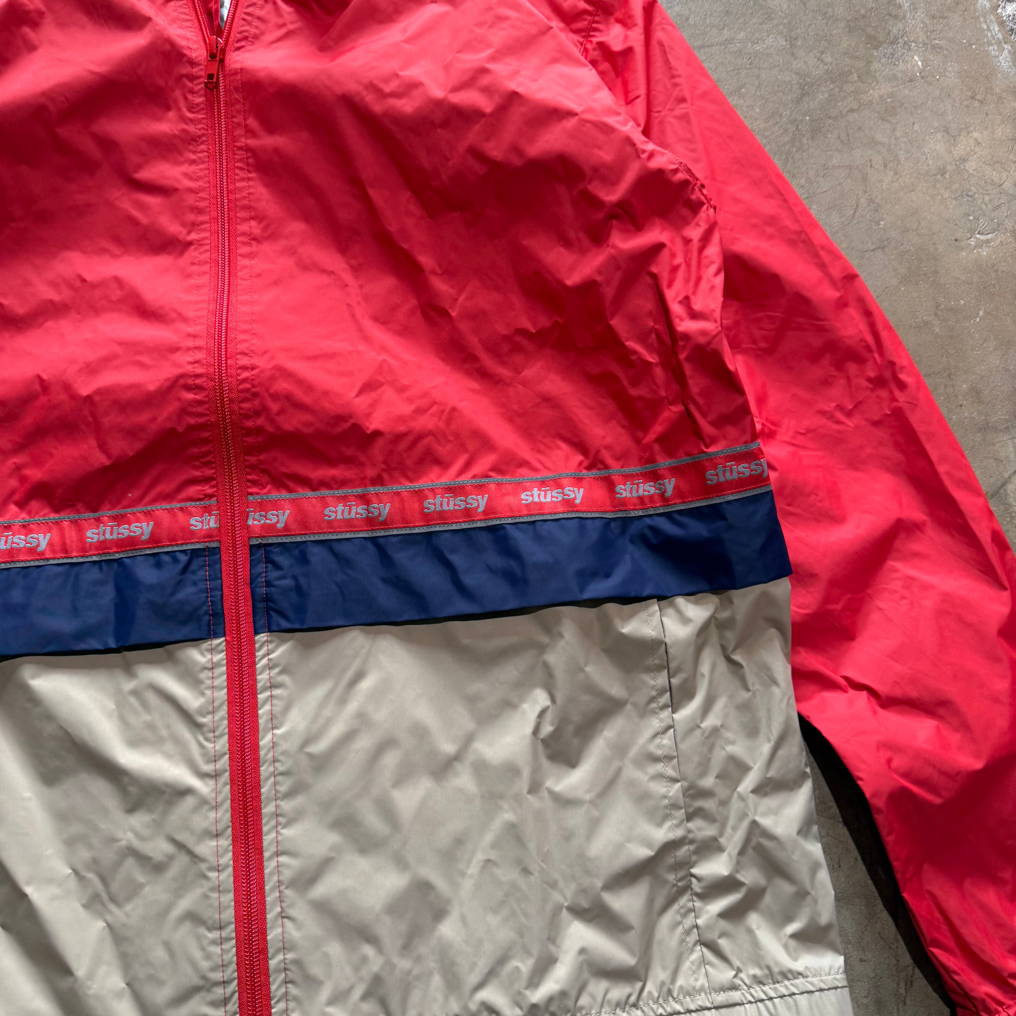 size medium - Vintage ' Stussy Red windbreaker ' jacket