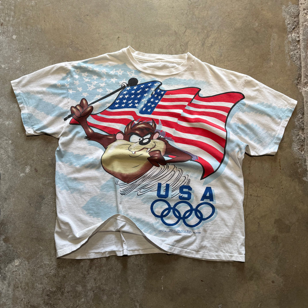 size xl - vintage ' 1995 Warner Bros USA Olympics Taz Tasmanian Devil ' tee