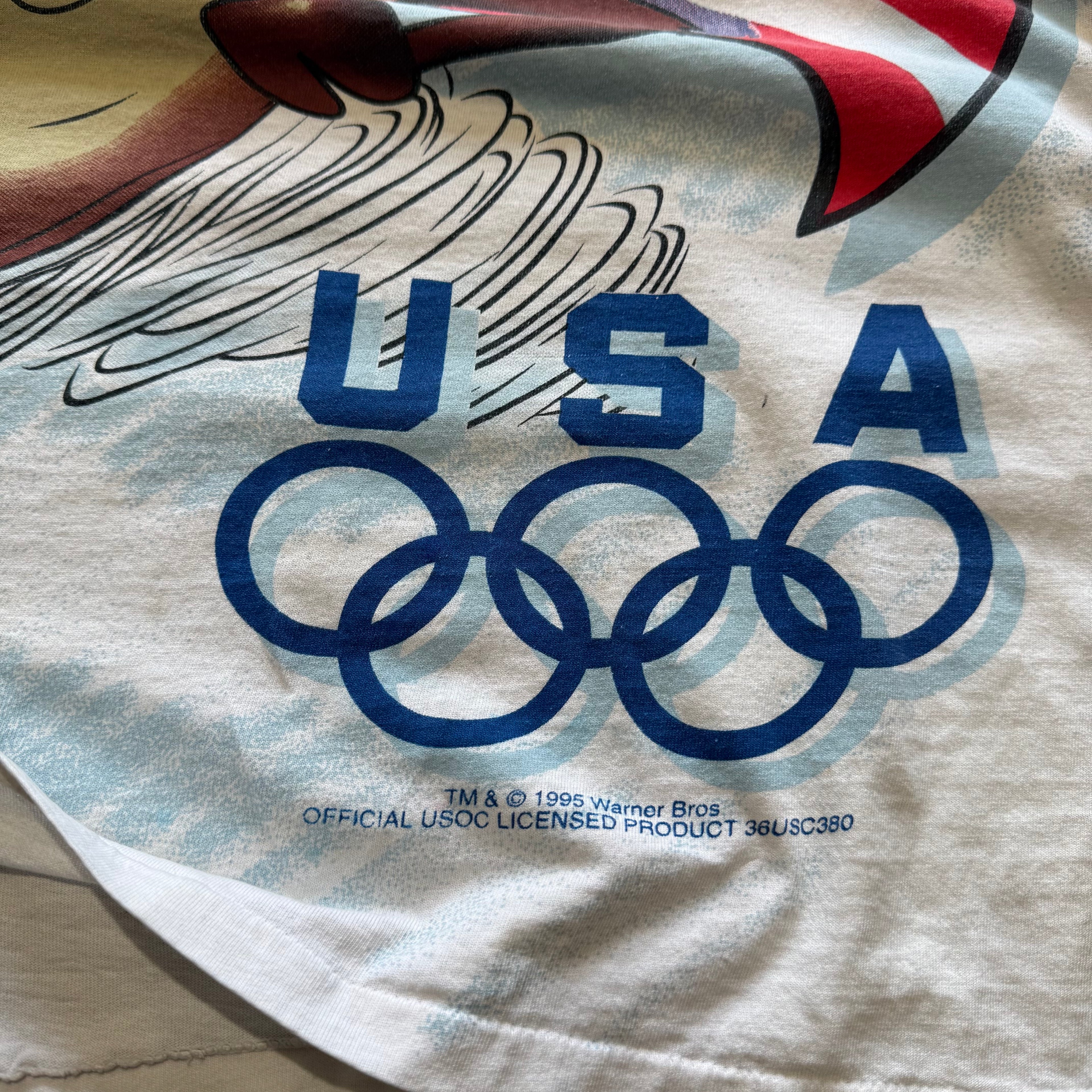 size xl - vintage ' 1995 Warner Bros USA Olympics Taz Tasmanian Devil ' tee