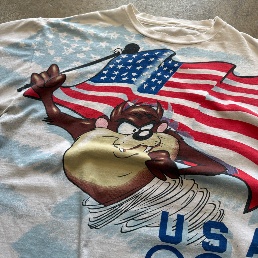 size xl - vintage ' 1995 Warner Bros USA Olympics Taz Tasmanian Devil ' tee